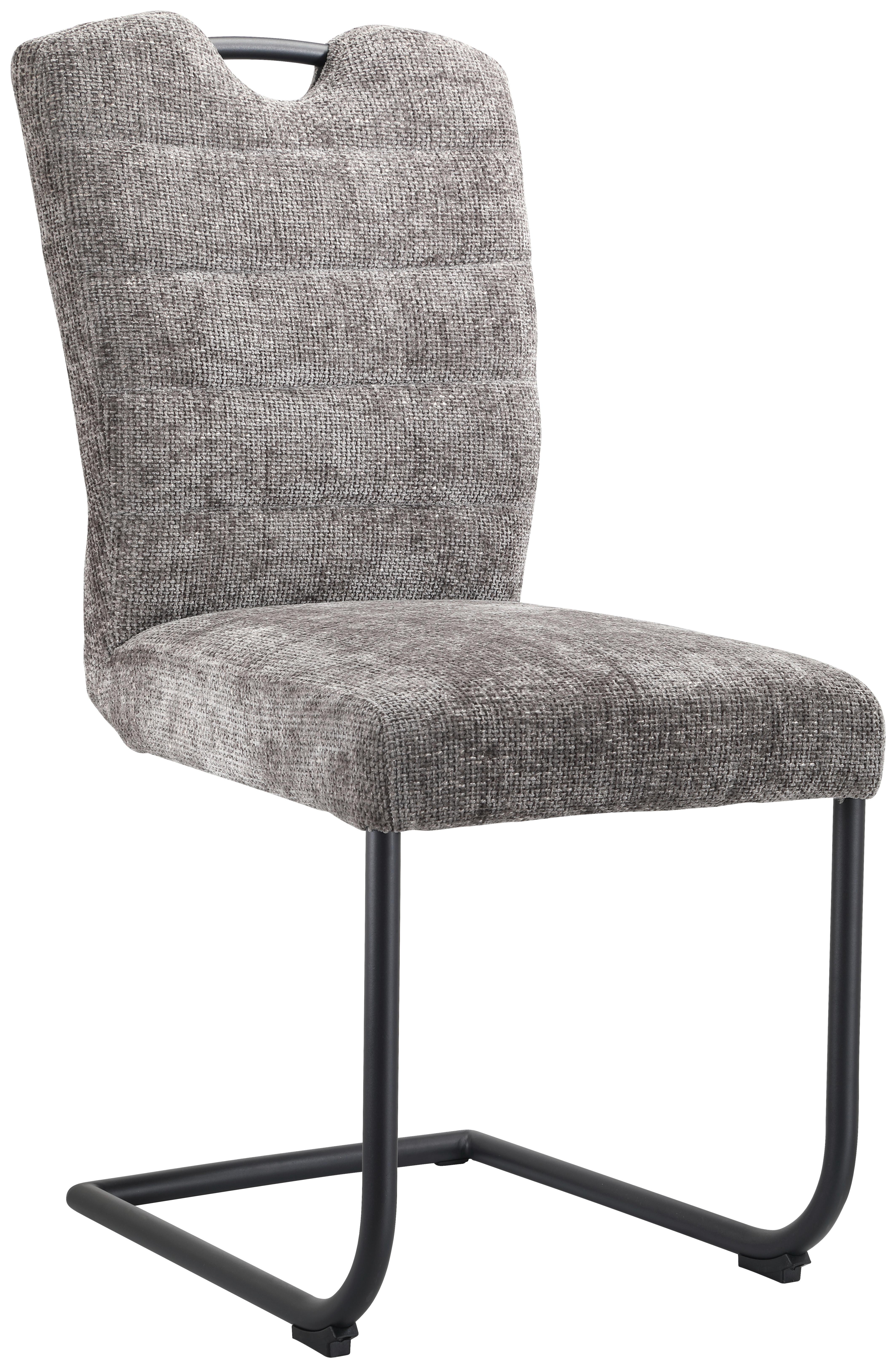 KRZESŁO NA PŁOZIE HUGO - czarny/szary, Design, metal/tkanina (46/97/59cm) - Novel