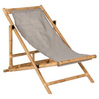 Strandsessel Cane Bambus Rattan ca. 73x79 cm - Grau, KONVENTIONELL, Holz/Textil (73/79/73cm) - Gardenson