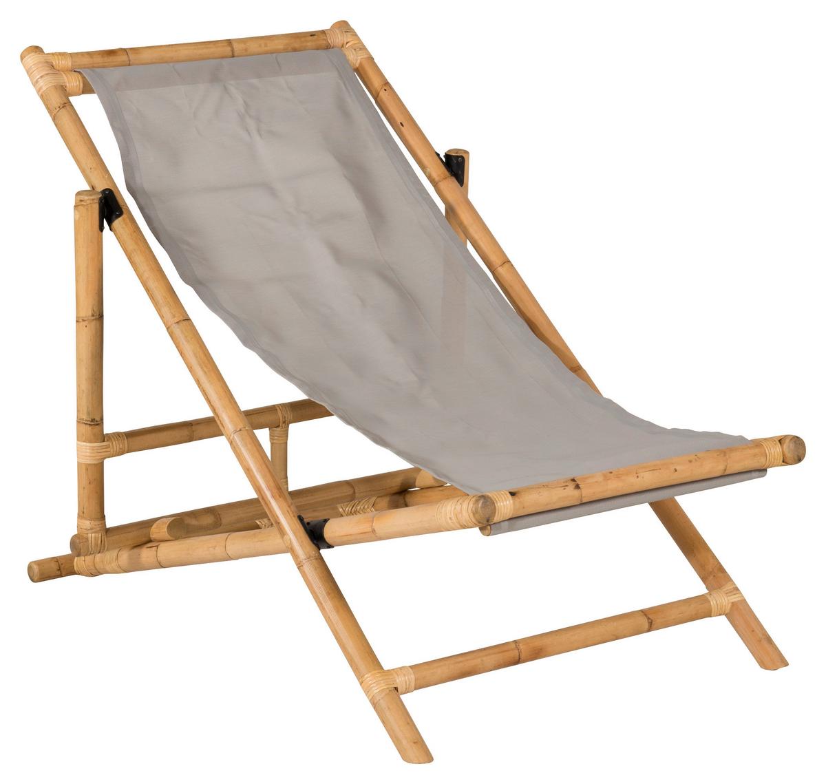 Strandsessel Cane Bambus Rattan ca. 73x79 cm - Grau, KONVENTIONELL, Holz/Textil (73/79/73cm) - Gardenson