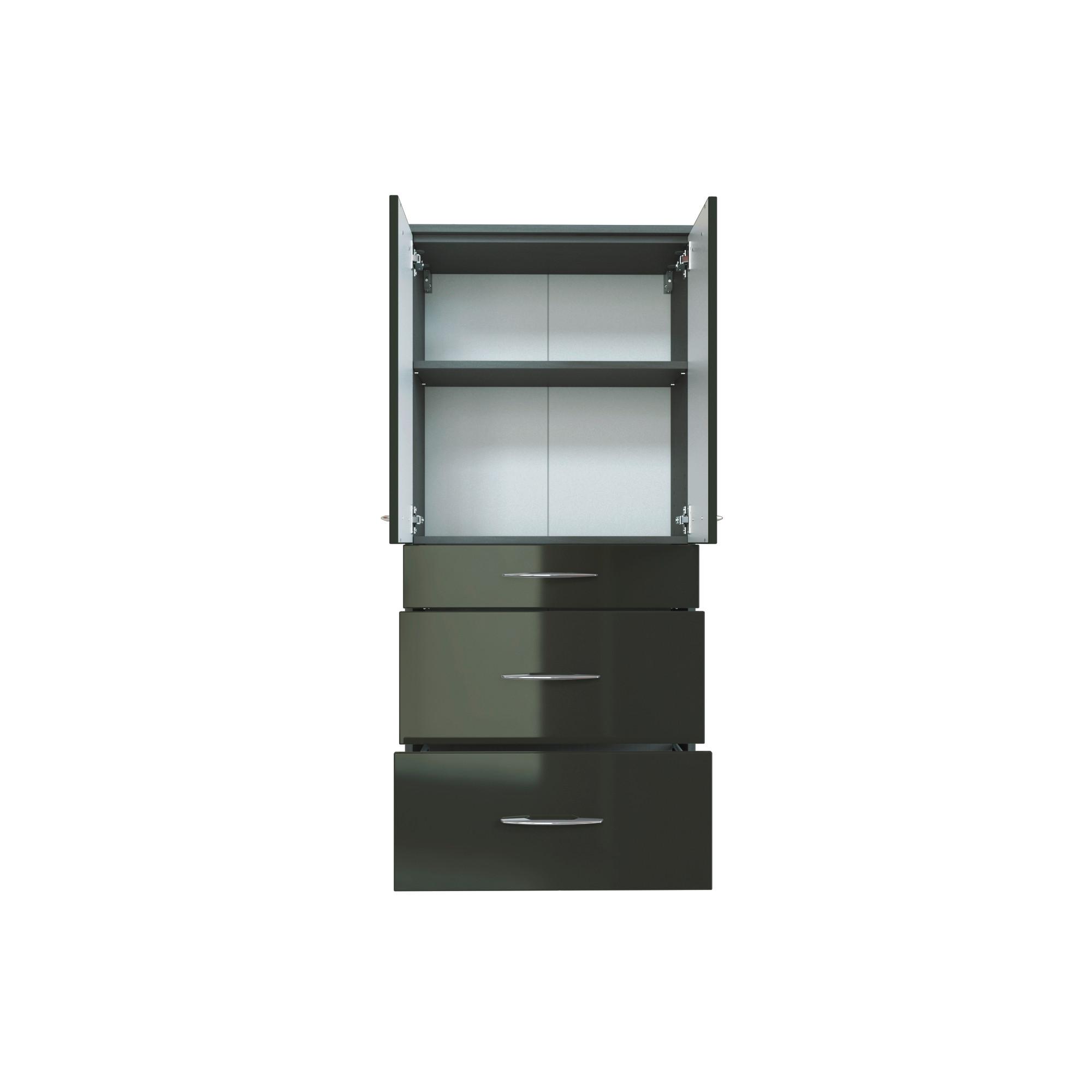Midischrank Florida in Graphitfarben - Chromfarben/Graphitfarben, MODERN, Holzwerkstoff/Metall (60/130/30cm)