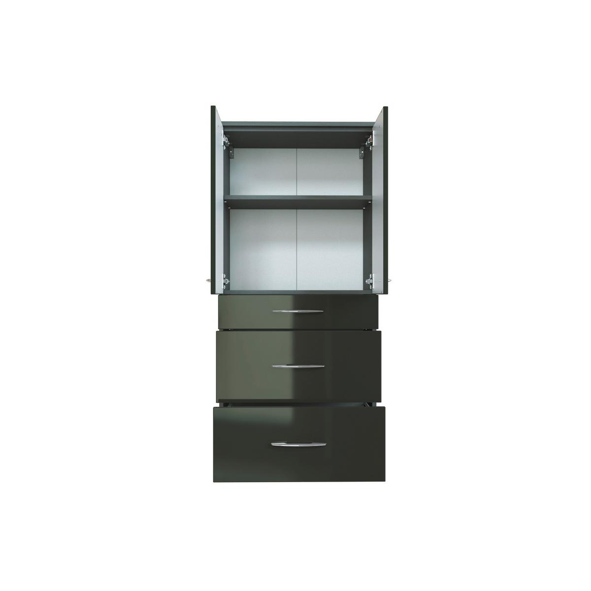 Midischrank Florida in Graphitfarben - Chromfarben/Graphitfarben, MODERN, Holzwerkstoff/Metall (60/130/30cm)