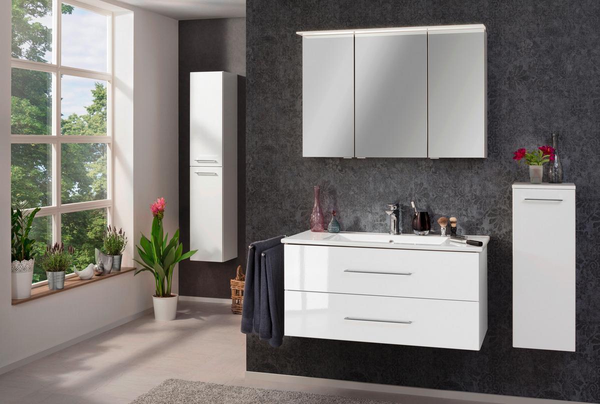 Waschtischkombi B.Perfekt Weiß - Silberfarben/Weiß, MODERN, Keramik/Holzwerkstoff (103cm) - MID.YOU