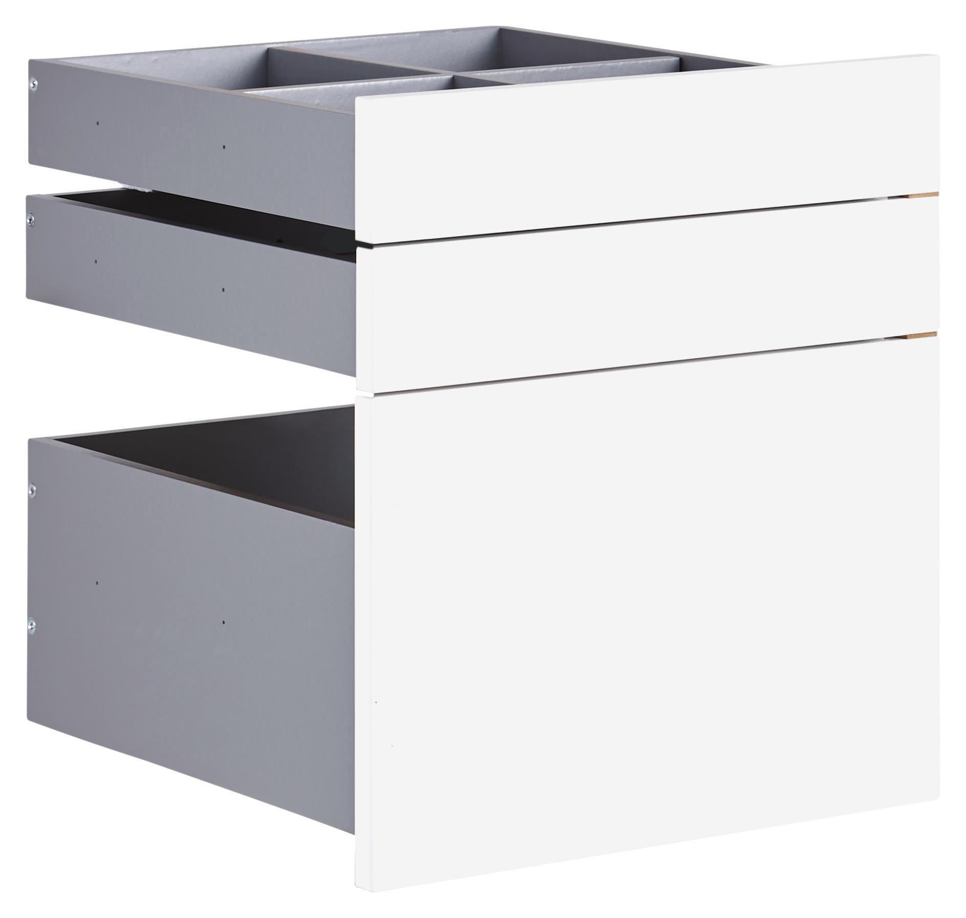 Schubladenset Unit in Weiss Hochglanz - Weiss Hochglanz, Modern, Holzwerkstoff (45,3/50,3/47cm) - Based