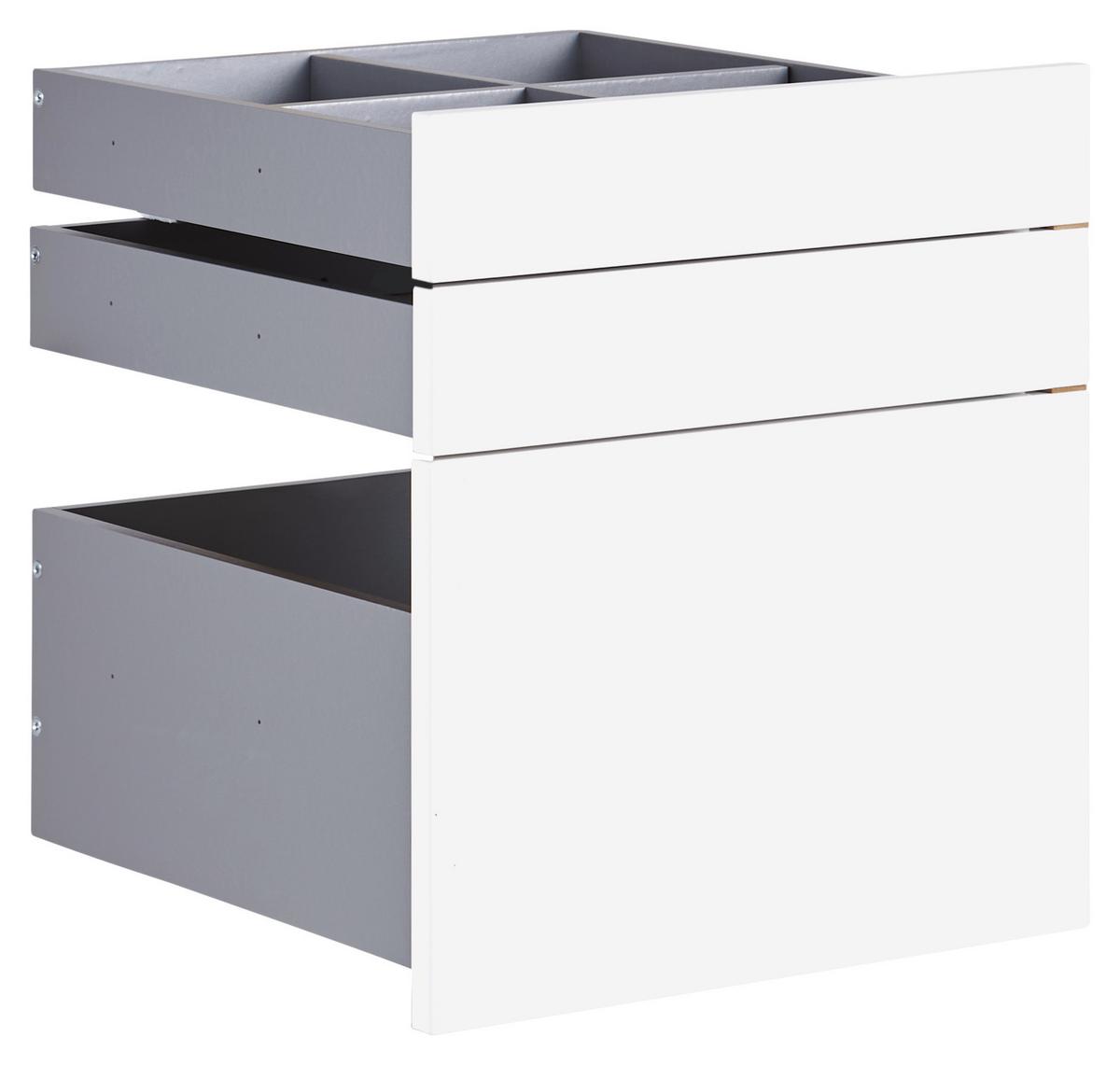 Schubladenset Unit in Weiss Hochglanz - Weiss Hochglanz, Modern, Holzwerkstoff (45,3/50,3/47cm) - Based