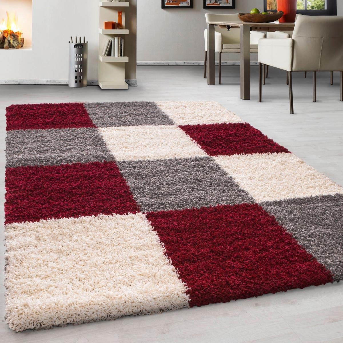 Hochflorteppich Life Rot ca. 120x170cm - Rot/Hellgrau, KONVENTIONELL, Textil (120/170cm) - Novel