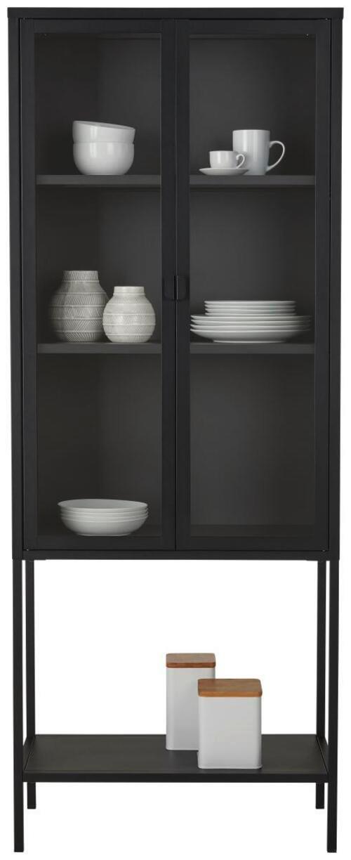 Vitrina Kea, Črna - črna/prozorno, Moderno, kovina/steklo (70/180/35cm) - Mömax