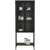 Vitrine aus Metall in Schwarz - Klar/Schwarz, MODERN, Glas/Metall (70/180/35cm) - Mömax
