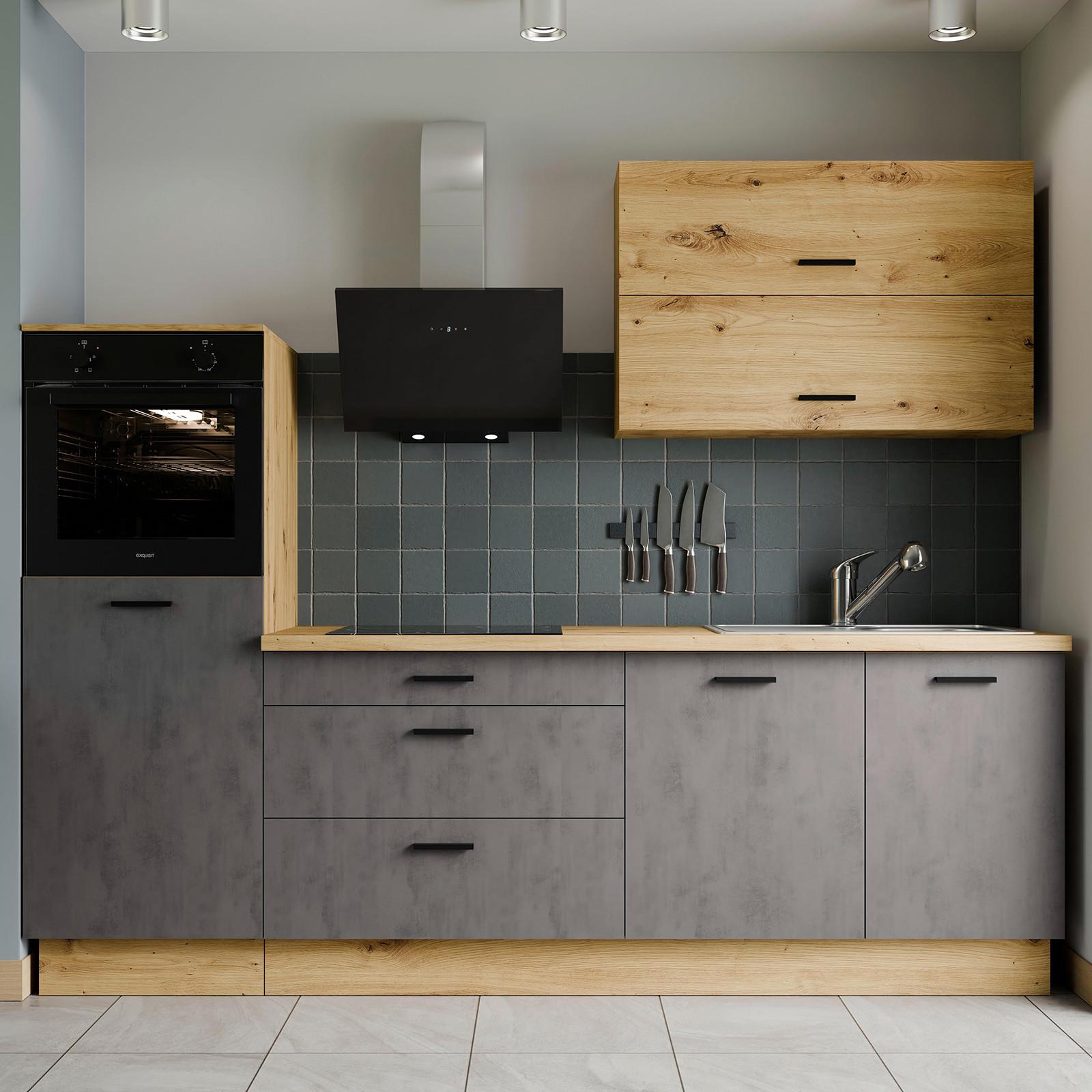 Kuhinjski Blok Brez Aparatov Bobbi, 260cm - črna/antracit, Basics, umetna masa/leseni material (260/210/60cm) - P & B
