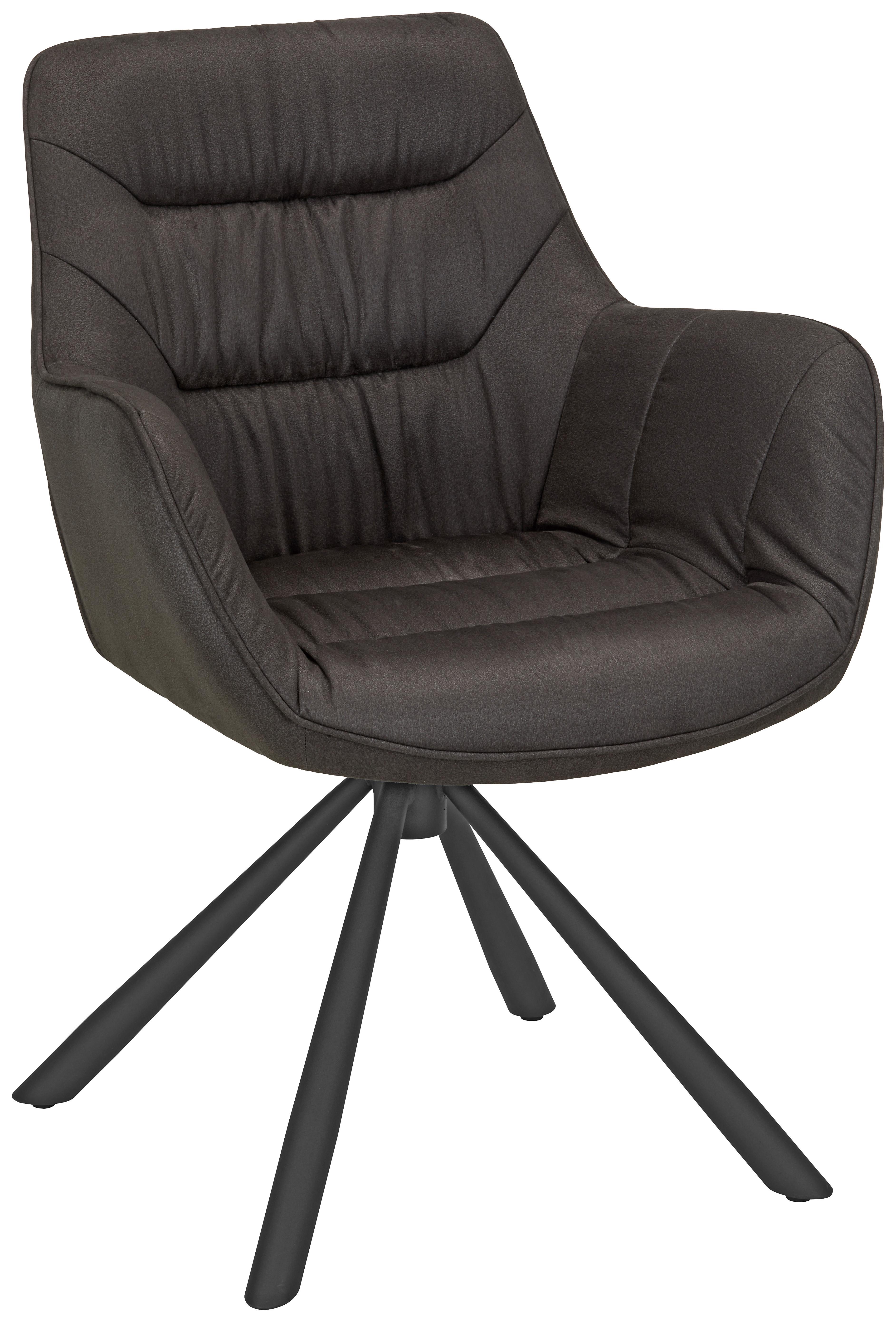 Armlehnstuhl Rebell in Grau - Schwarz/Grau, MODERN, Textil/Metall (62/83,5/63cm) - Mömax