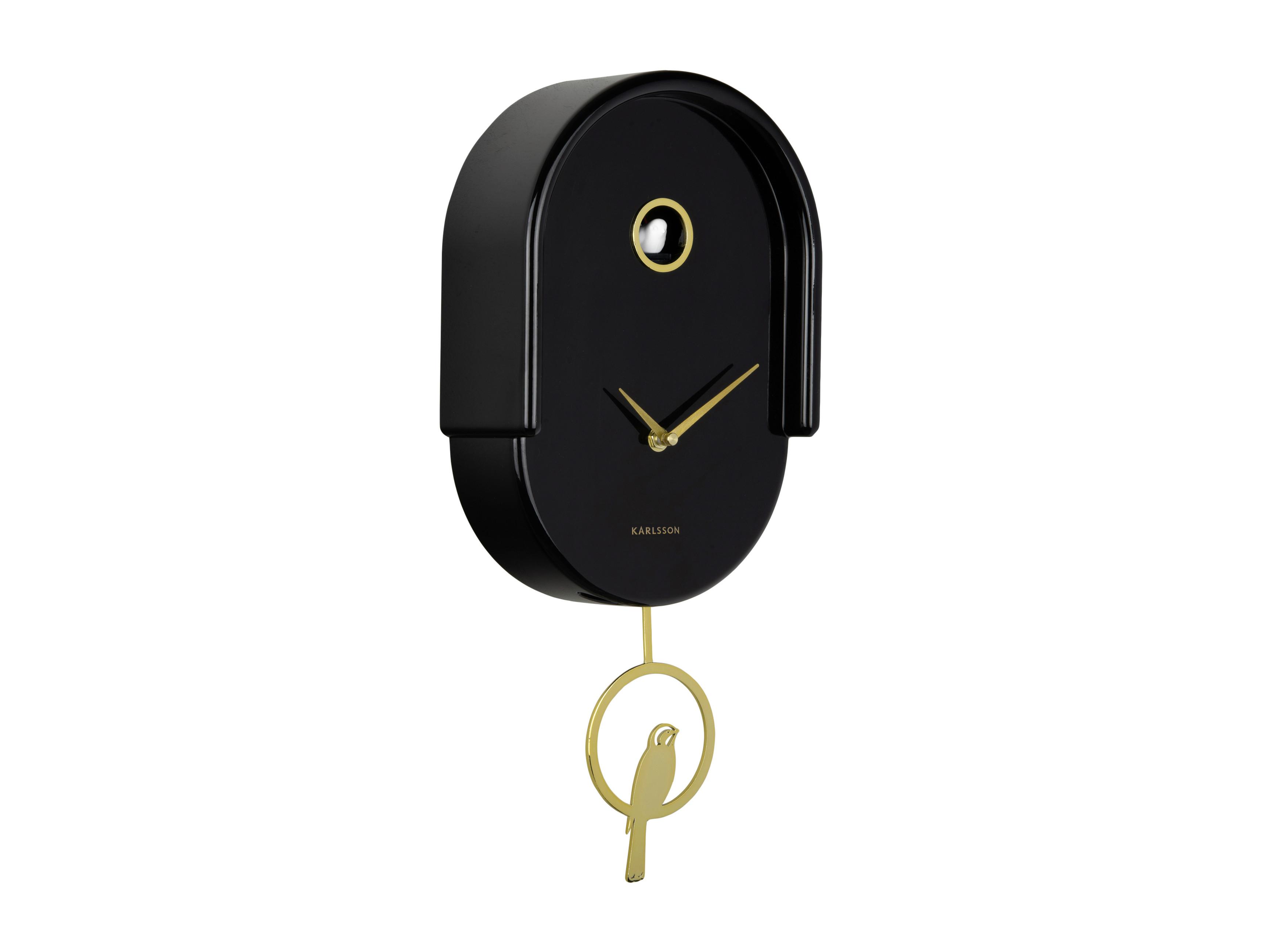 ZEGAR ŚCIENNY TWEET - czarny wysoki połysk, Basics, tworzywo sztuczne (42/20cm) - Karlsson