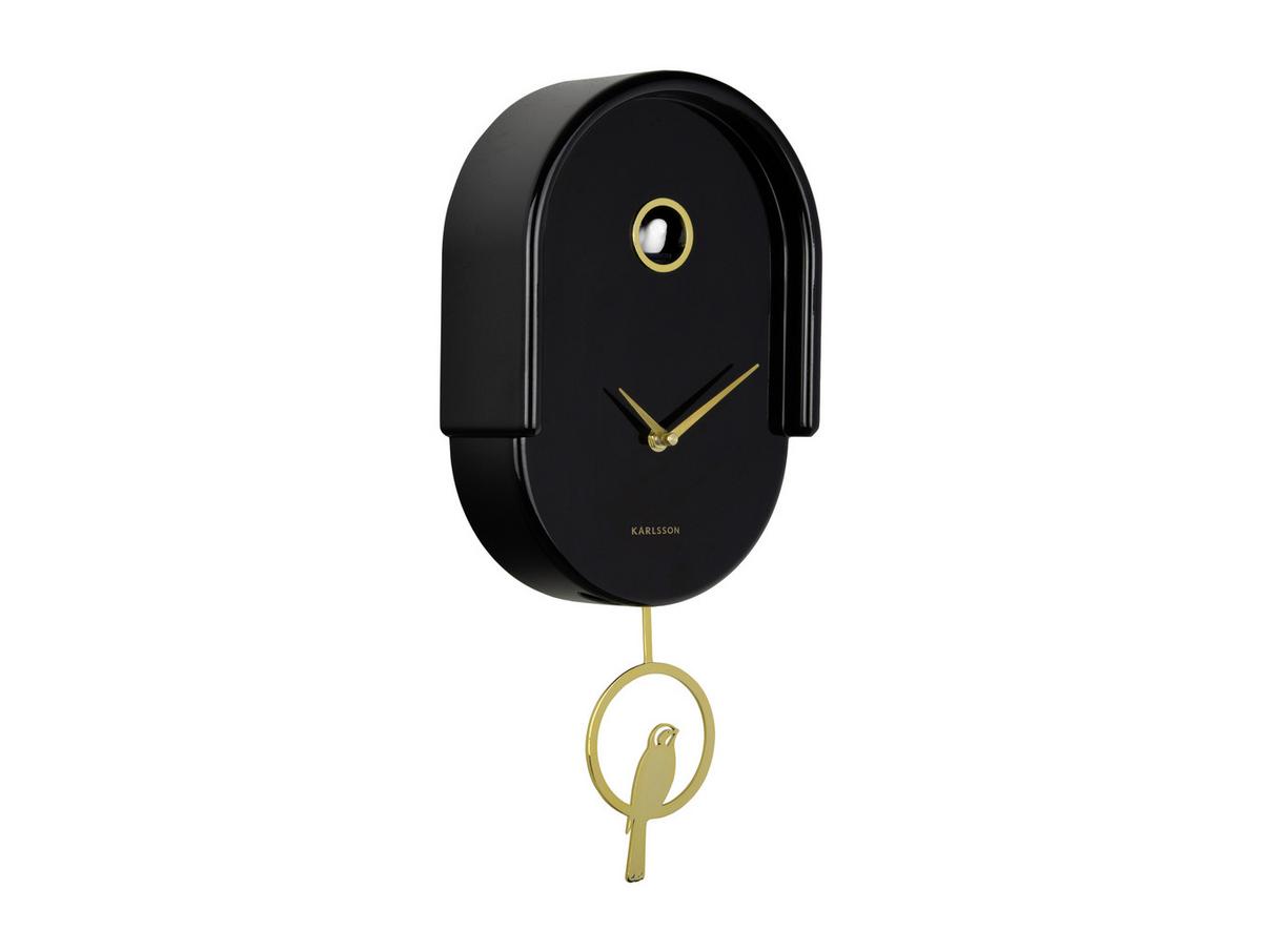 ZEGAR ŚCIENNY TWEET - czarny wysoki połysk, Basics, tworzywo sztuczne (42/20cm) - Karlsson