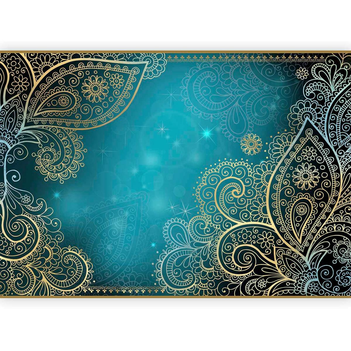 Fototapeta Oriental Wings, 150x105cm - turkizna/svetlo rumena, Trendi, tekstil (150/105cm) - artgeist