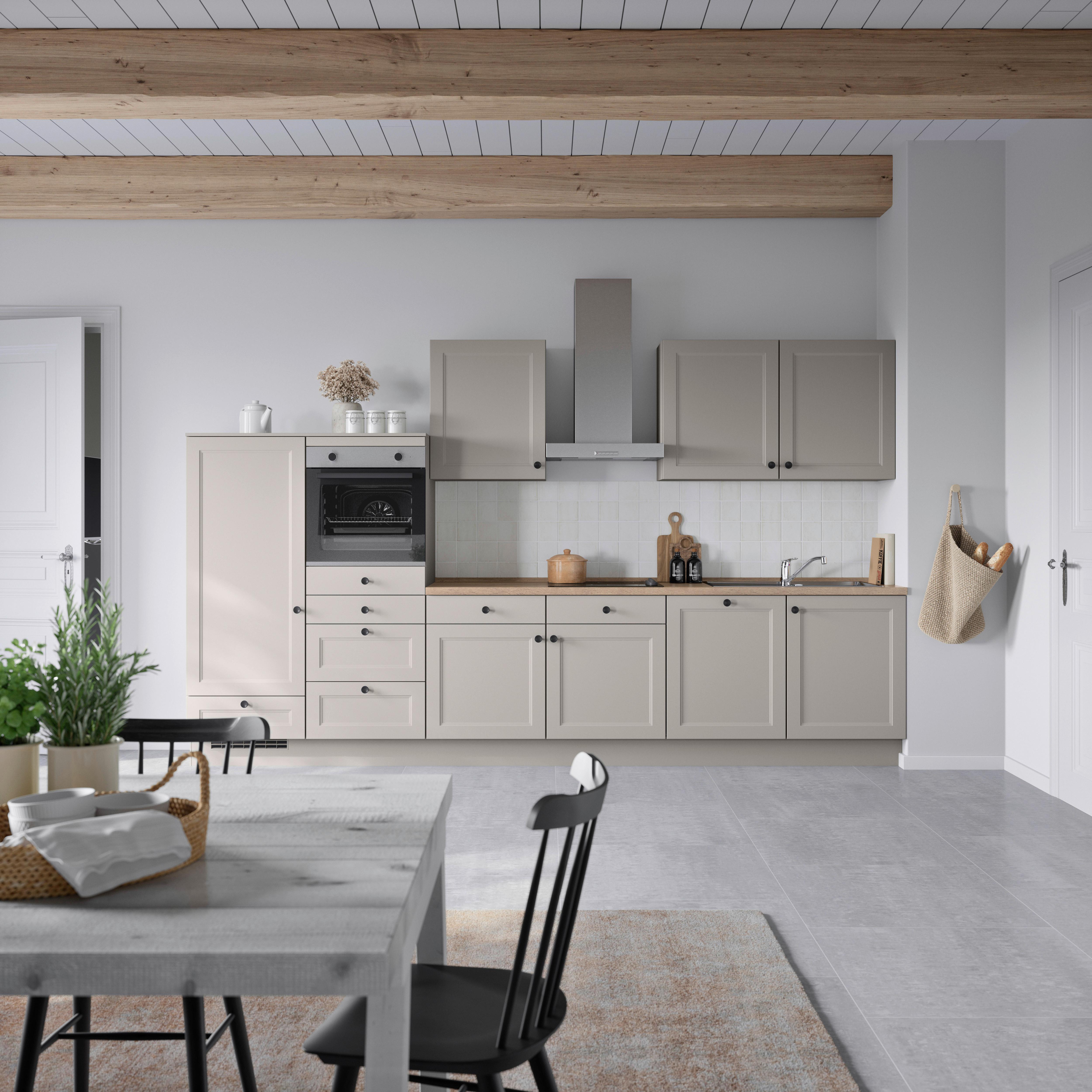 Küchenblock Cascada Low m. Geräten Grau - Eiche dunkel/Schwarz, MODERN, Holzwerkstoff/Metall (360cm) - Nobilia