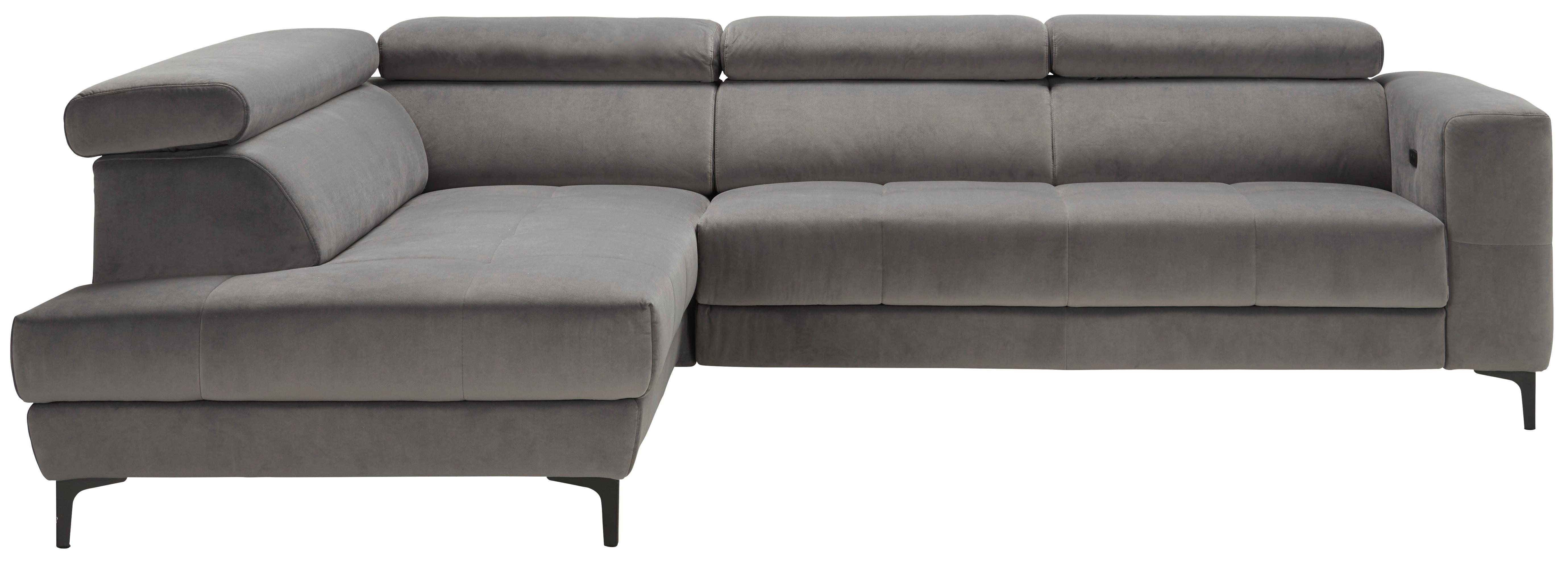 Wohnlandschaft Emma links Grau - Schwarz/Grau, MODERN, Textil (210/47/301cm) - Premium Living