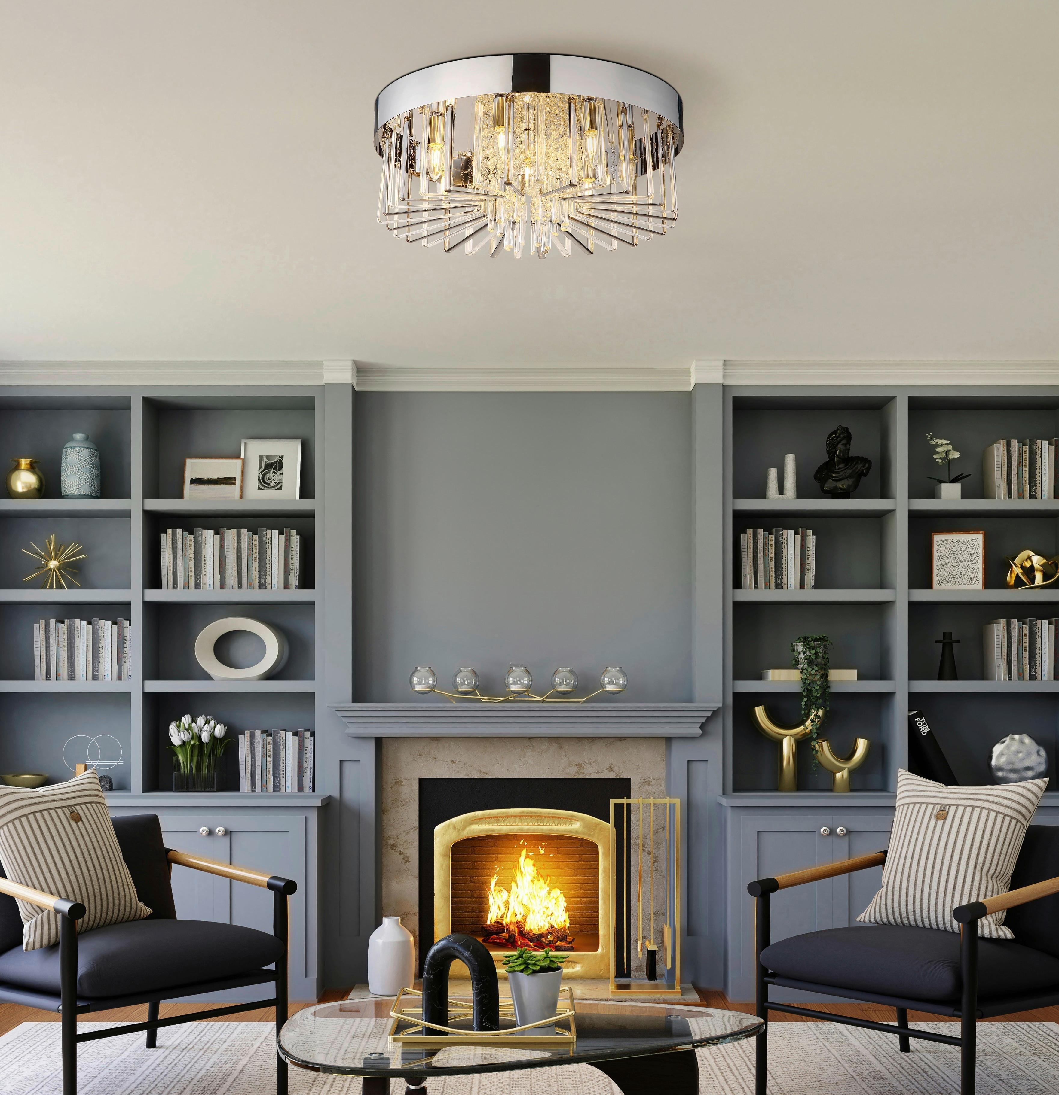 DECKENLEUCHTE 67343 KIRINA - Klar/Chromfarben, Konventionell, Glas/Metall (60/27cm) - Globo