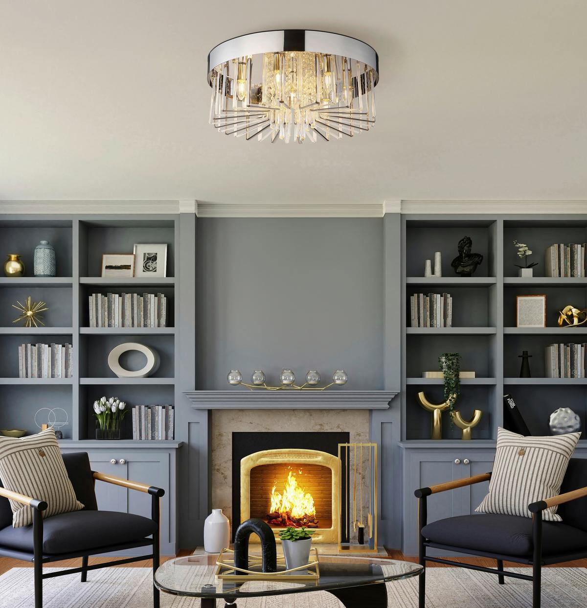 DECKENLEUCHTE 67343 KIRINA - Klar/Chromfarben, Konventionell, Glas/Metall (60/27cm) - Globo