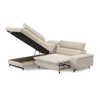 Sarokgarnitúra Emma - bézs, Modern, faalapú anyag/textil (215/81/97/262cm) - Mömax