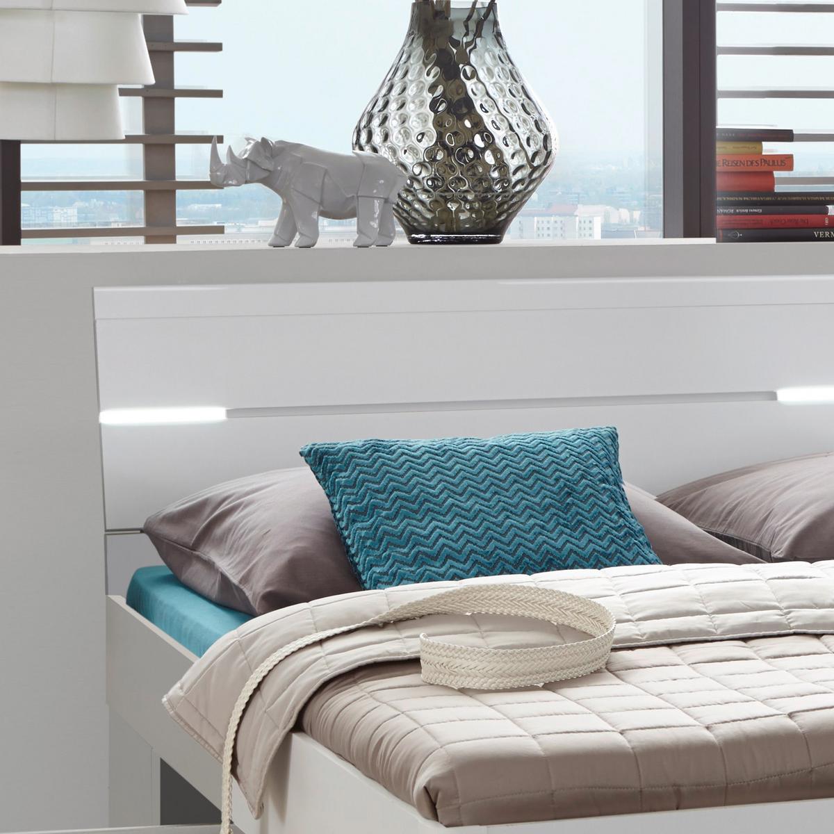 ŁÓŻKO ZE SCHOWKAMI MARS 140X200 - biały, Modern, materiał drewnopochodny (140/200cm) - MID.YOU