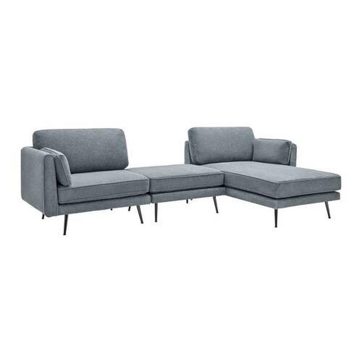 Wohnlandschaft grau, "Dunja" - Grau, Modern, Holz/Textil (295/89/161cm) - Bessagi Home