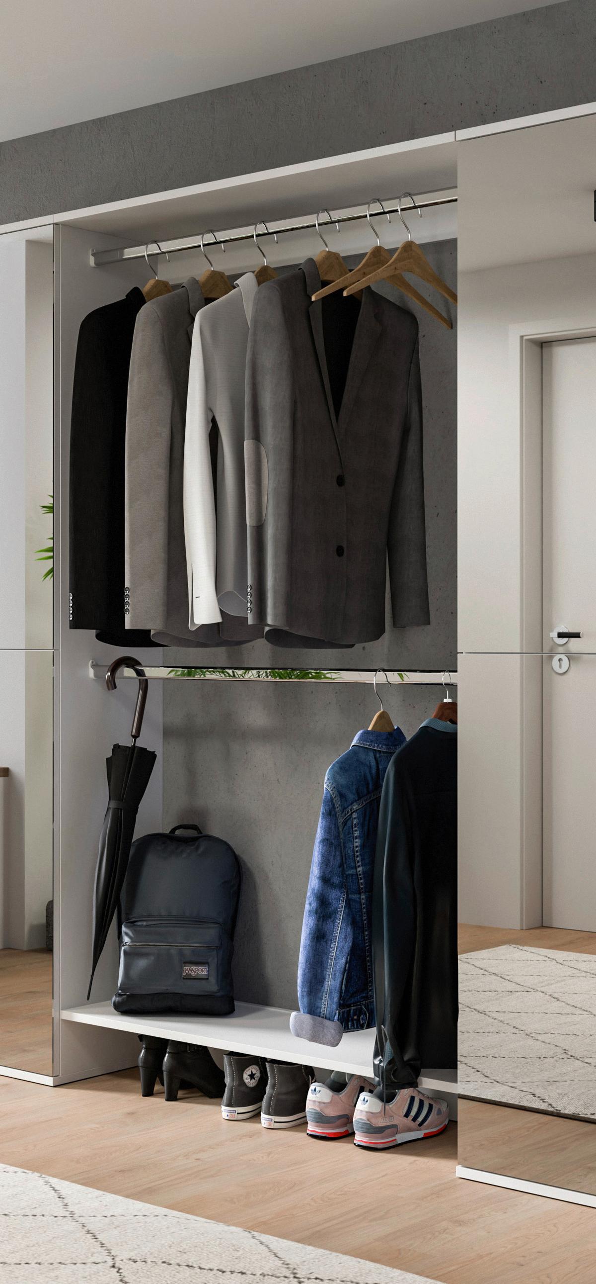 GARDEROBE PROJEKT X - Weiss Hochglanz/Weiss, Design, Holzwerkstoff (110/193/34cm) - Livetastic