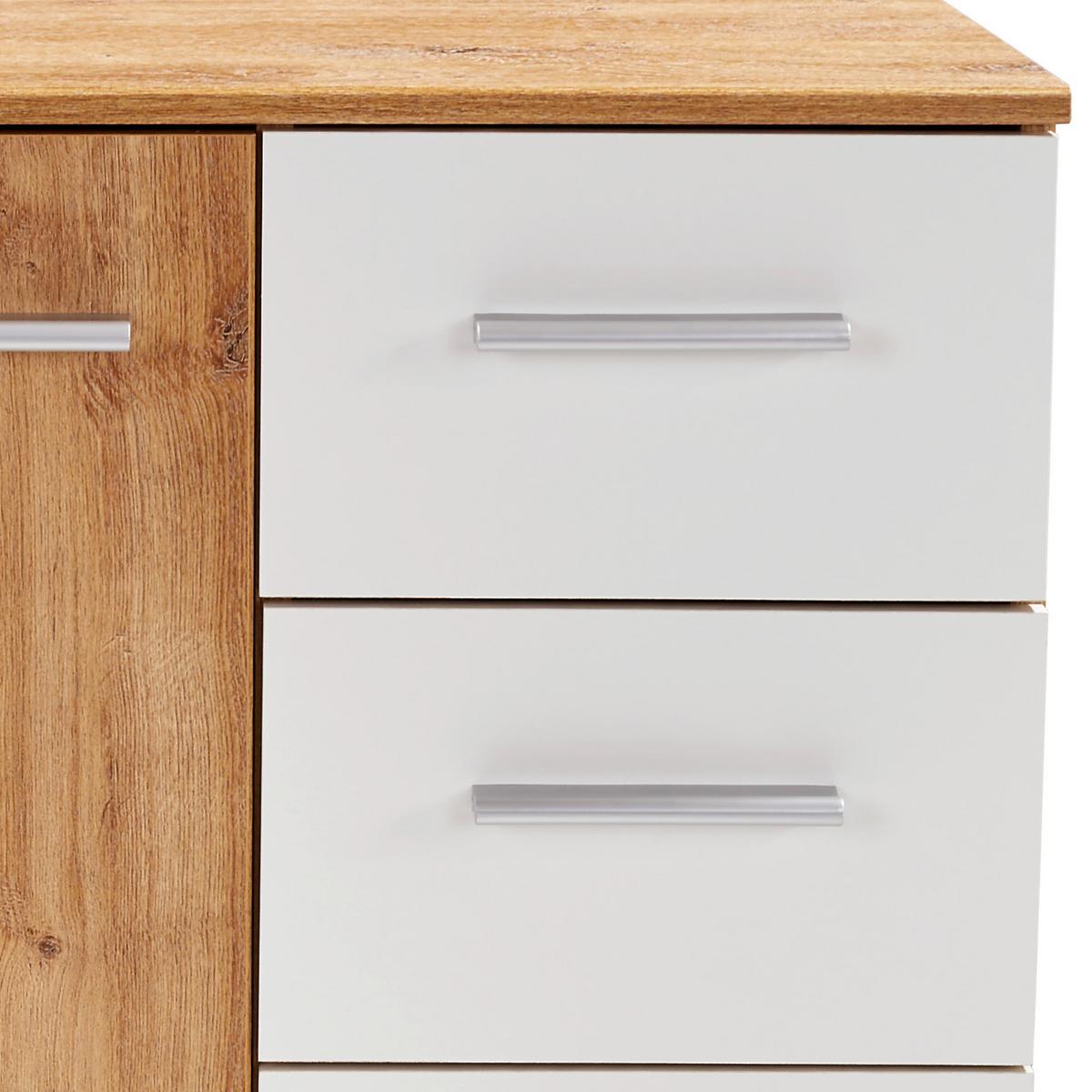 Komoda Katrin - bijela/boje hrasta, Konvencionalno, drvni materijal/plastika (81/83/41cm) - Based
