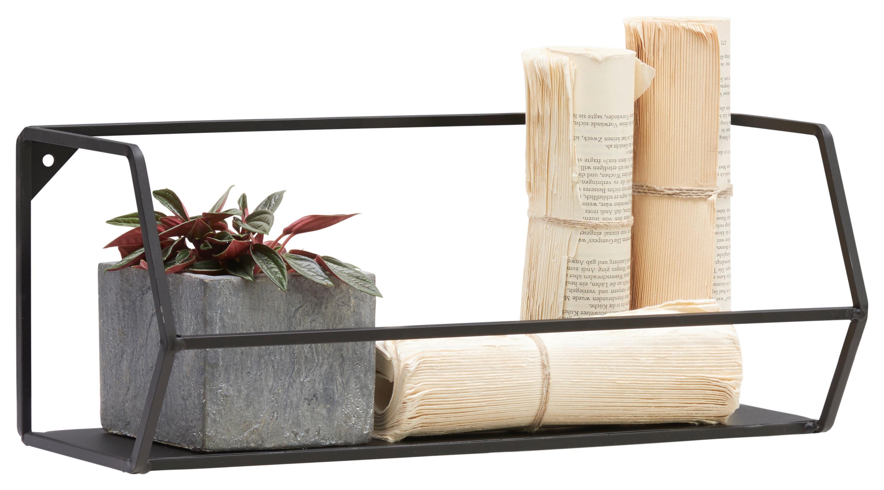 REGAŁ ŚCIENNY NORA - czarny, Trend, metal (40/16/16cm) - Landscape