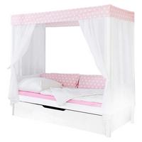 Postelja Z Baldahinom Lino, 90x200, Roza, Izvlečno Ležišče - roza/bela, Moderno, les (90/200cm) - MID.YOU