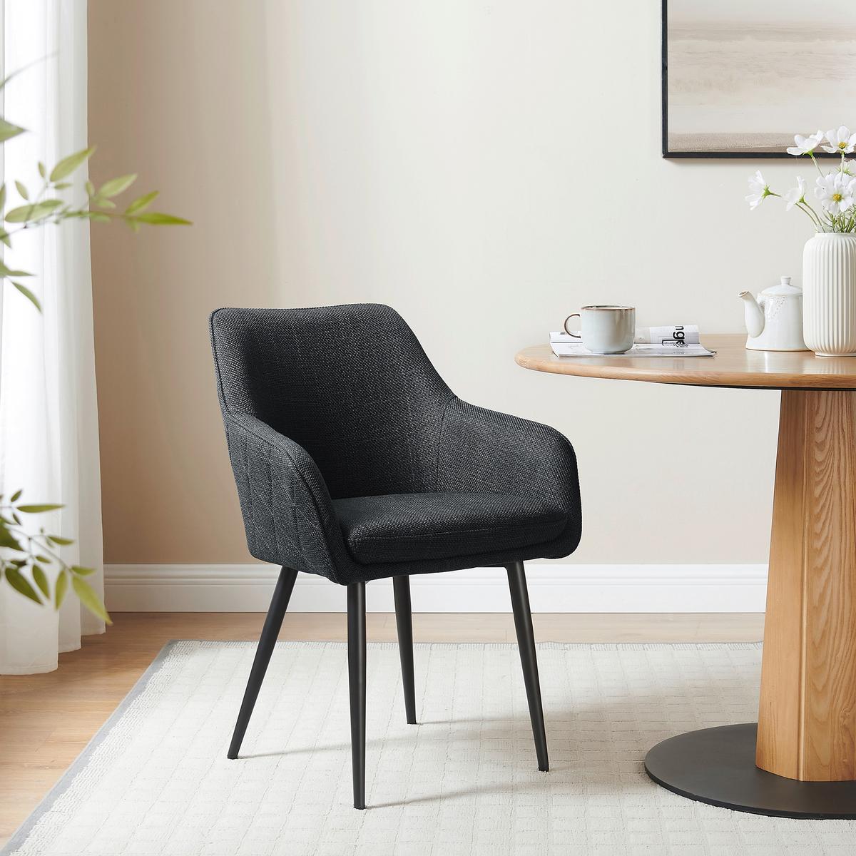 Naslanjač Rebi, Antracit - črna/antracit, Moderno, kovina/tekstil (61/85/60cm) - Livetastic