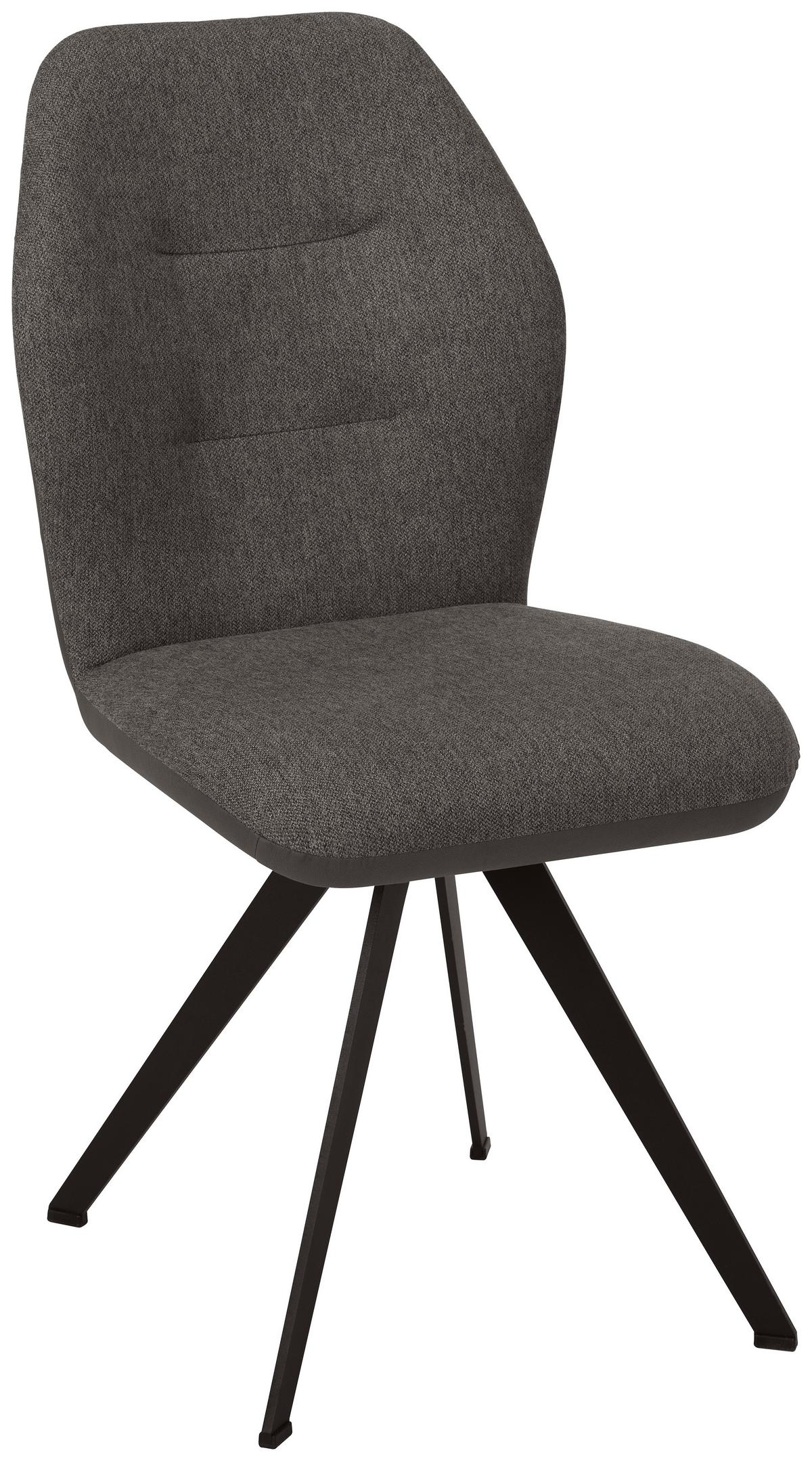 Stuhl in Dunkelgrau - Dunkelgrau/Schwarz, Modern, Textil/Metall (48/96,5/63cm) - Premium Living
