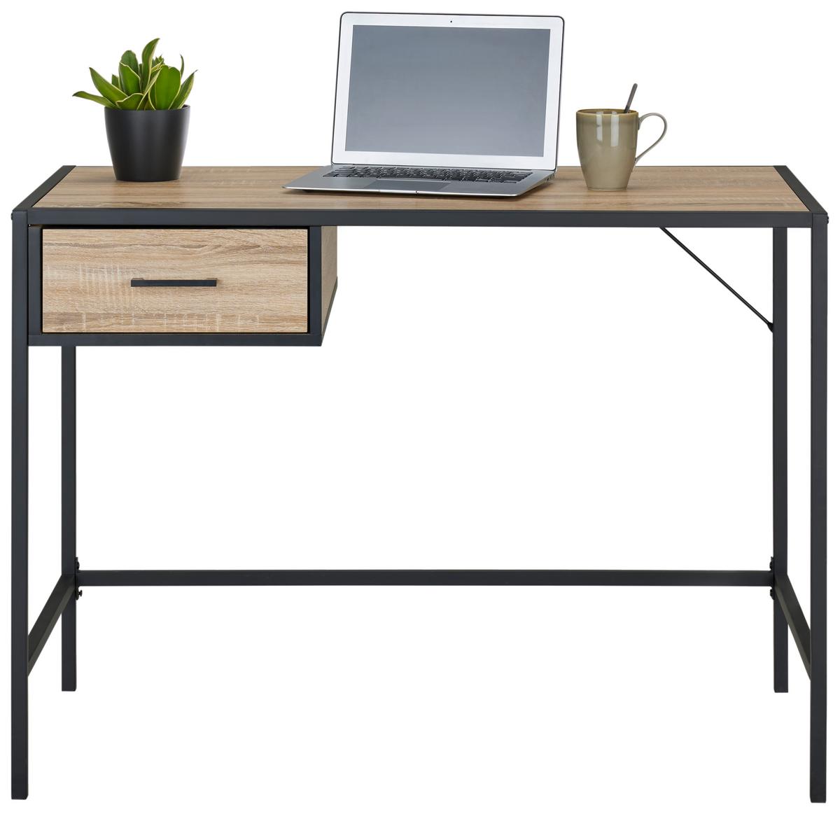 Schreibtisch in Naturfarben/Schwarz - Schwarz/Naturfarben, Modern, Holzwerkstoff/Metall (105/76/55cm) - Mömax