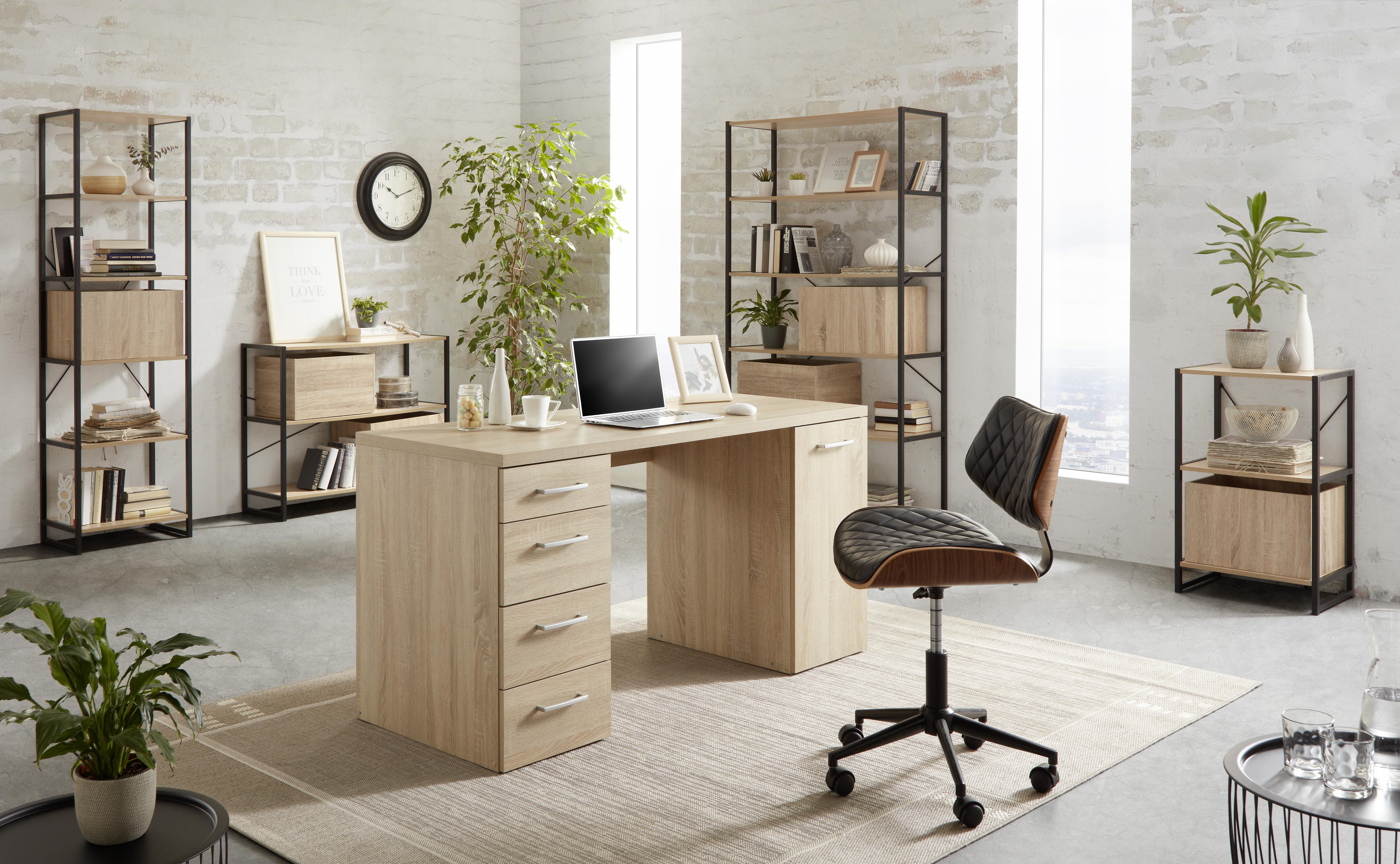 Pisarniški Stol Jeff - naravna/oreh, Trendi, kovina/tekstil (48/76-86/51cm) - Premium Living