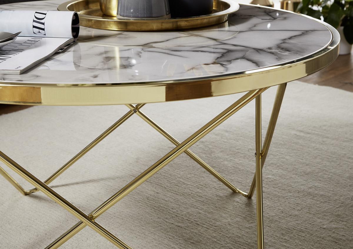 Klubska Miza Wl5.998 - zlate barve/bela, Design, kovina/leseni material (85/85cm) - MID.YOU