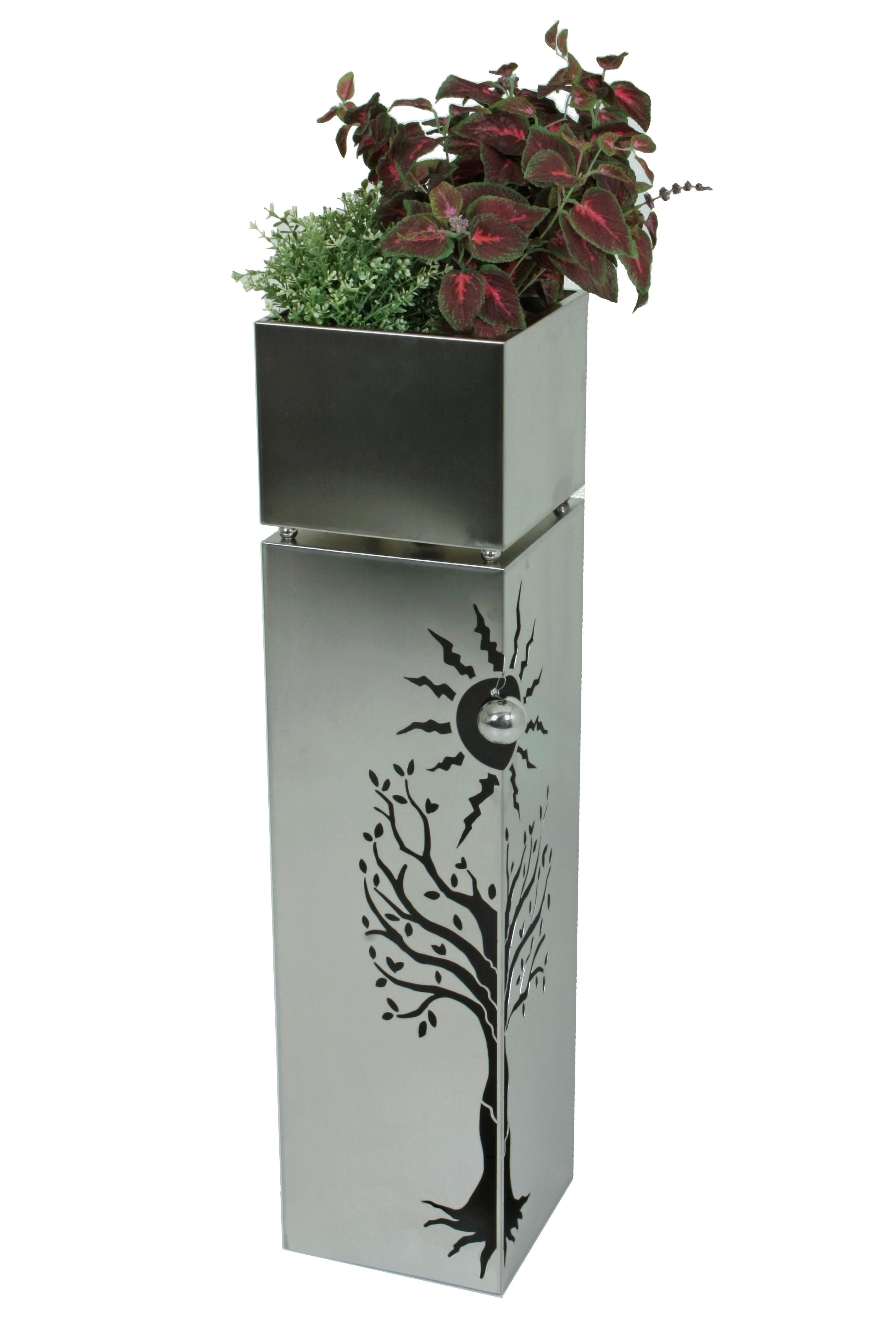 Blumensäule Buche ca. 25x102 cm Edelstahl - Silberfarben, Basics, Metall (25/102/25cm)