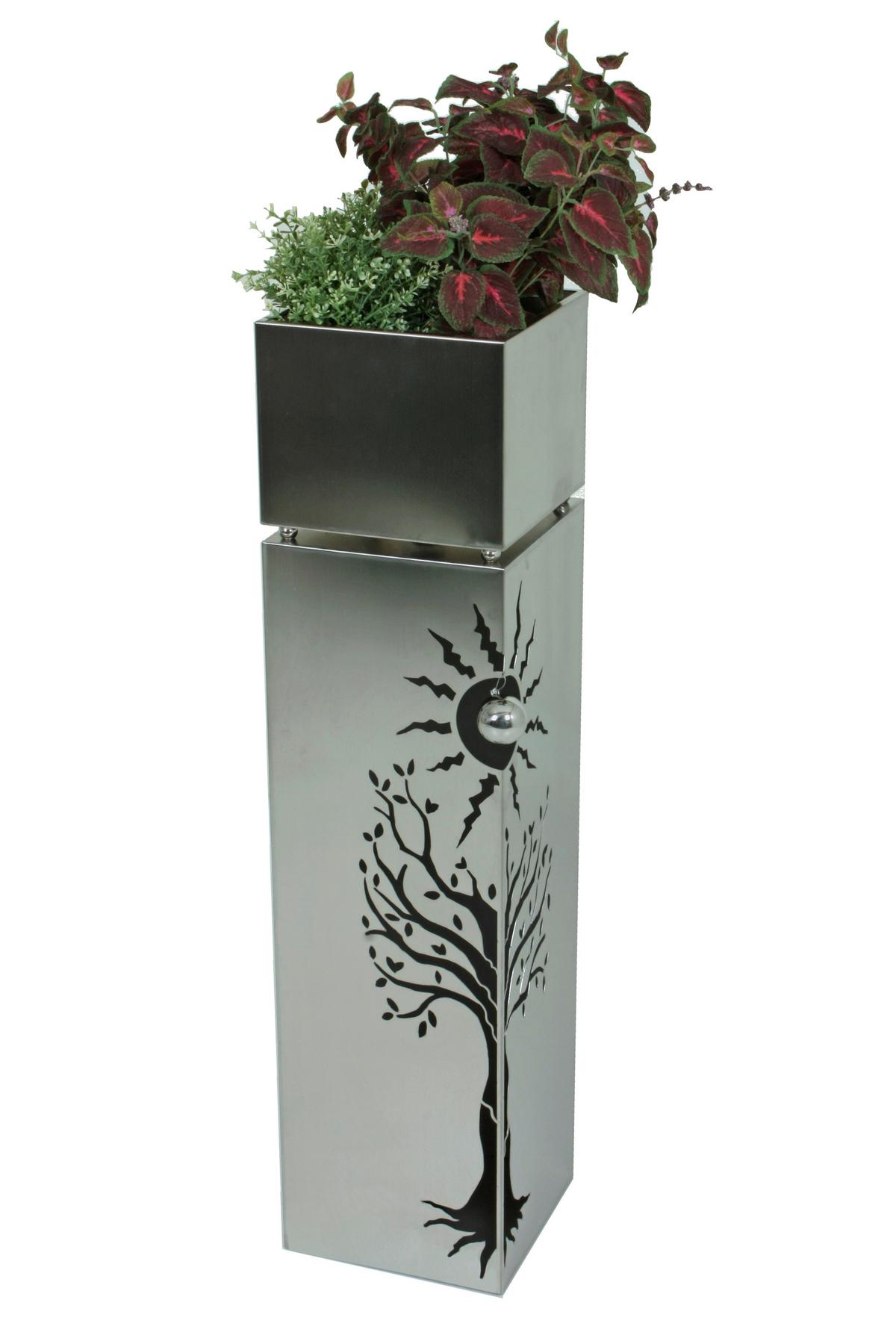 Blumensäule Buche ca. 25x102 cm Edelstahl - Silberfarben, Basics, Metall (25/102/25cm)