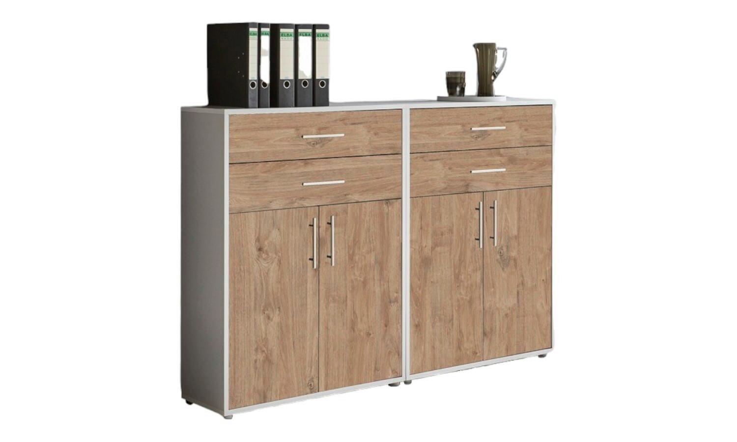 Aktenschrank Office Edition Sw Set 17 Grau/Eichefarben - Eichefarben/Grau, MODERN, Holzwerkstoff (168,8/113,6/33cm) - MID.YOU