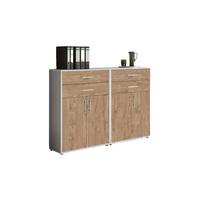 Aktenschrank Office Edition Sw Set 17 Grau/Eichefarben - Eichefarben/Grau, MODERN, Holzwerkstoff (168,8/113,6/33cm) - MID.YOU