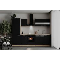 Küchenblock Merle m. Geräten Schwarz - Edelstahlfarben/Eichefarben, Basics, Holzwerkstoff/Metall (280cm) - Respekta
