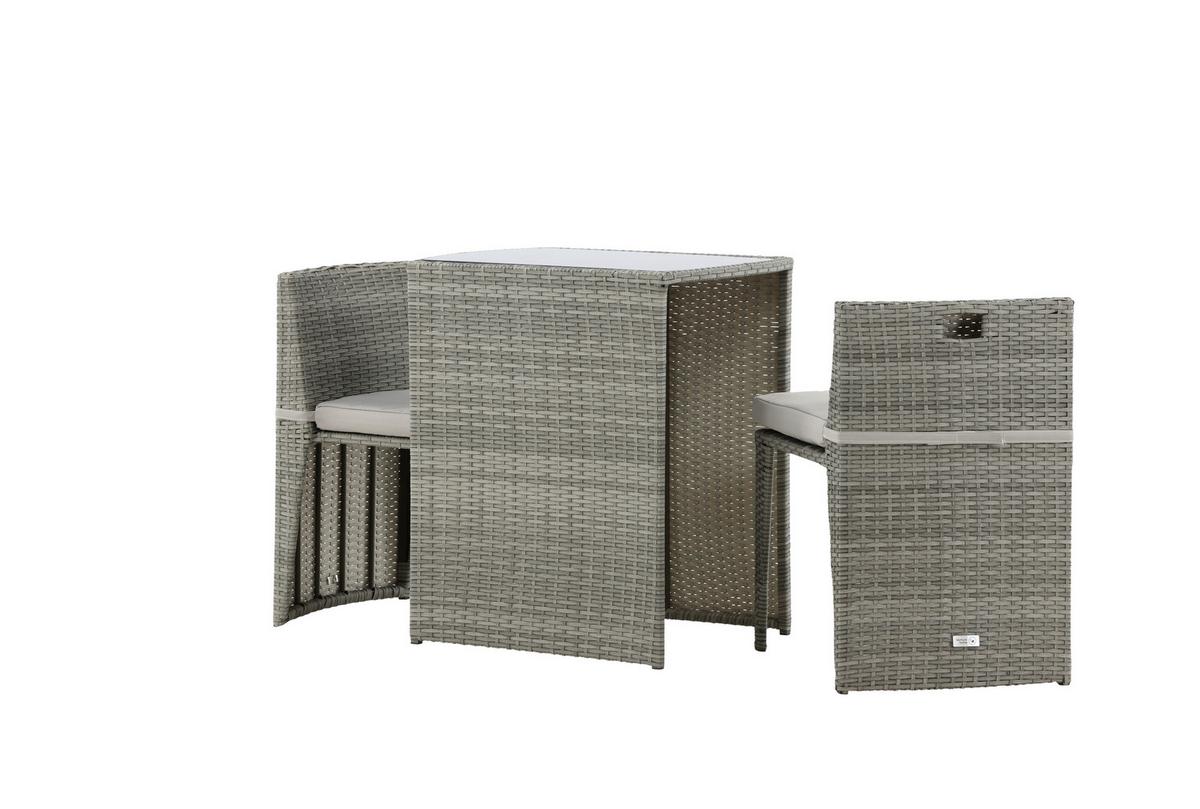 BALKONSET SAVANNA - Schwarz/Grau, KONVENTIONELL, Kunststoff/Metall - Gardenson