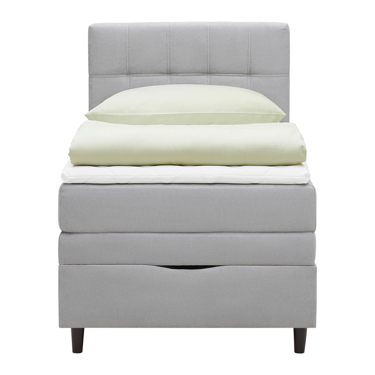 Boxspringbett Miami in Grau ca. 100x200cm - Schwarz/Grau, KONVENTIONELL, Holz/Holzwerkstoff (100/200cm) - Mömax