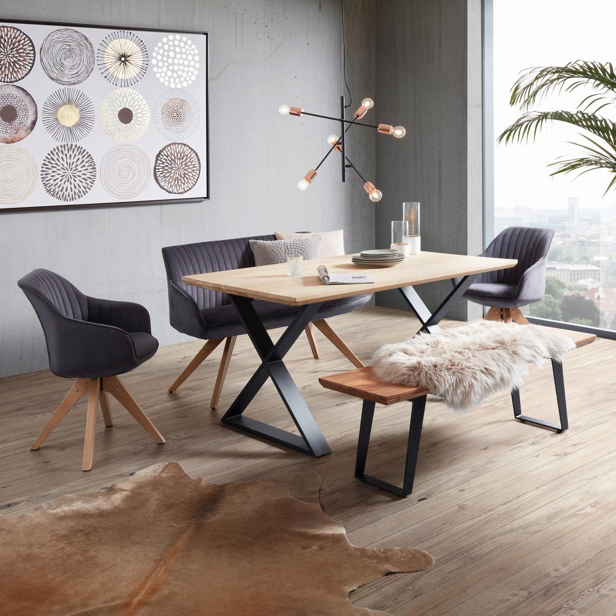 Armlehnstuhl Chill in Grau/Eiche - Eichefarben/Grau, Holz/Textil (60/83/65cm) - Premium Living