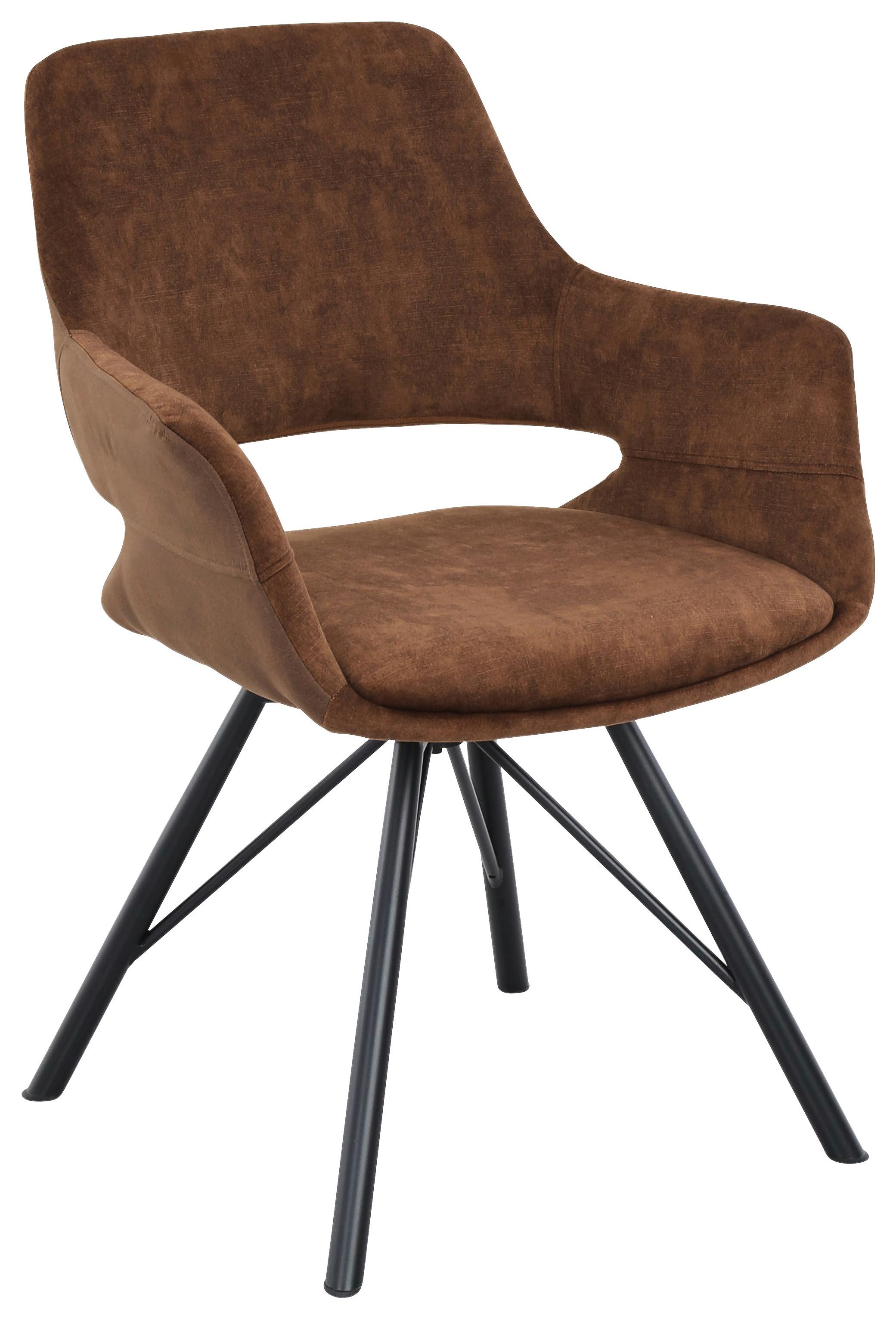 Armlehnstuhl Adriana Grün - Schwarz/Braun, MODERN, Holz/Textil (61/85/63cm) - Mömax