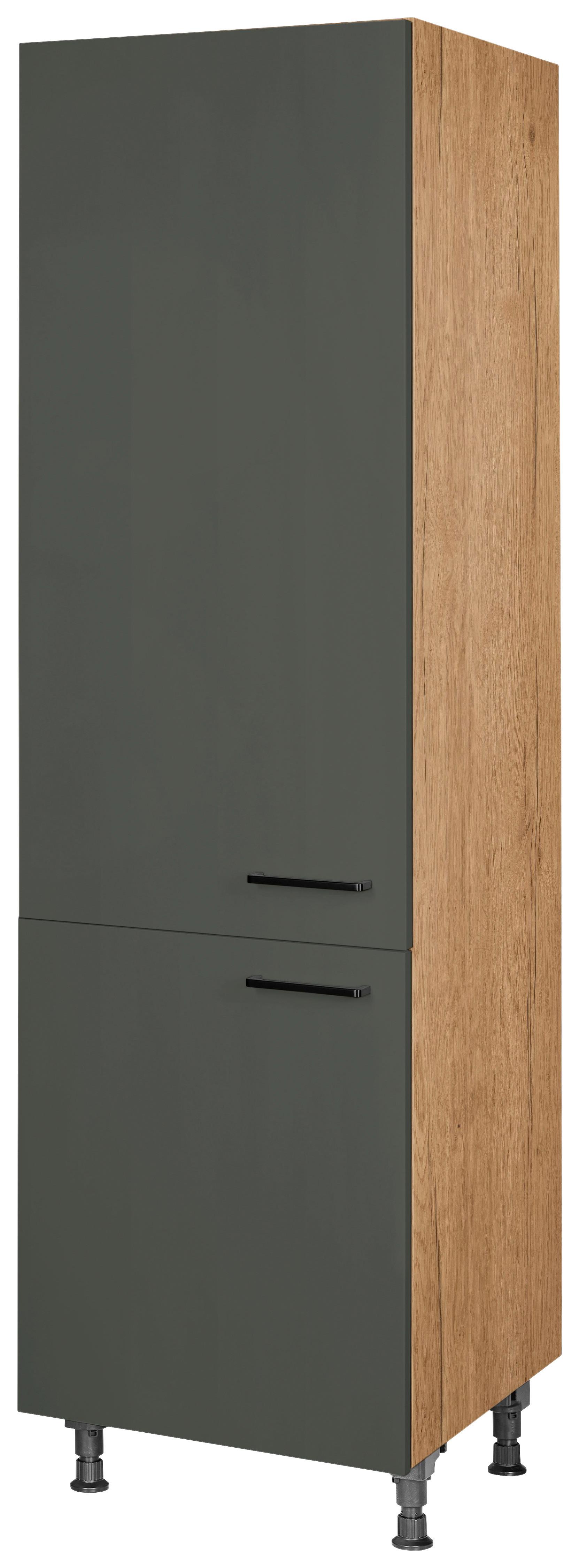 Geschirrschrank Easytouch Grün - Eichefarben/Schwarz, MODERN, Holzwerkstoff/Metall (60/216,6/58cm) - Nobilia
