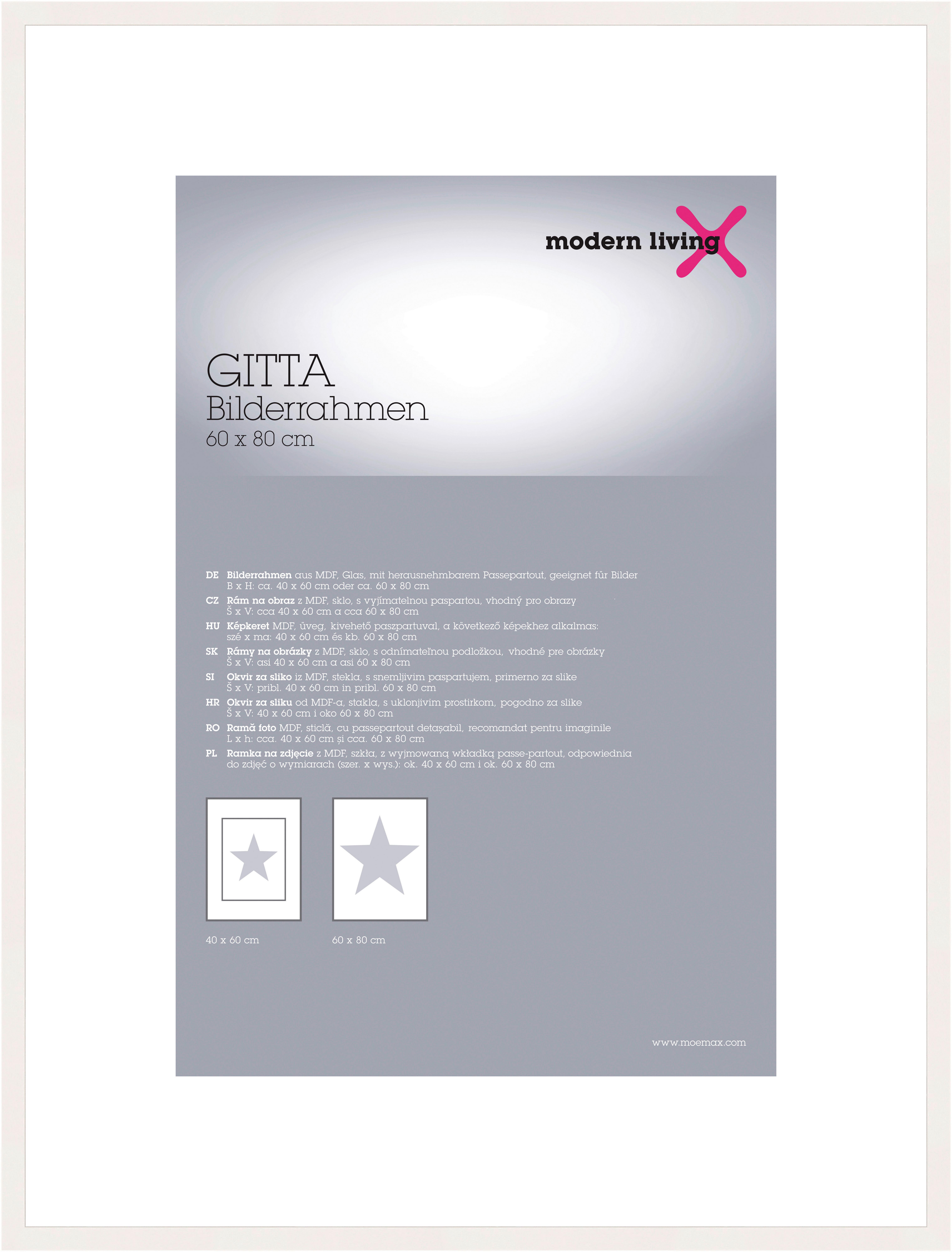 Rahmen Gitta in Weiß ca. 60x80cm - Weiß, MODERN, Holzwerkstoff/Kunststoff (60/80cm) - Modern Living