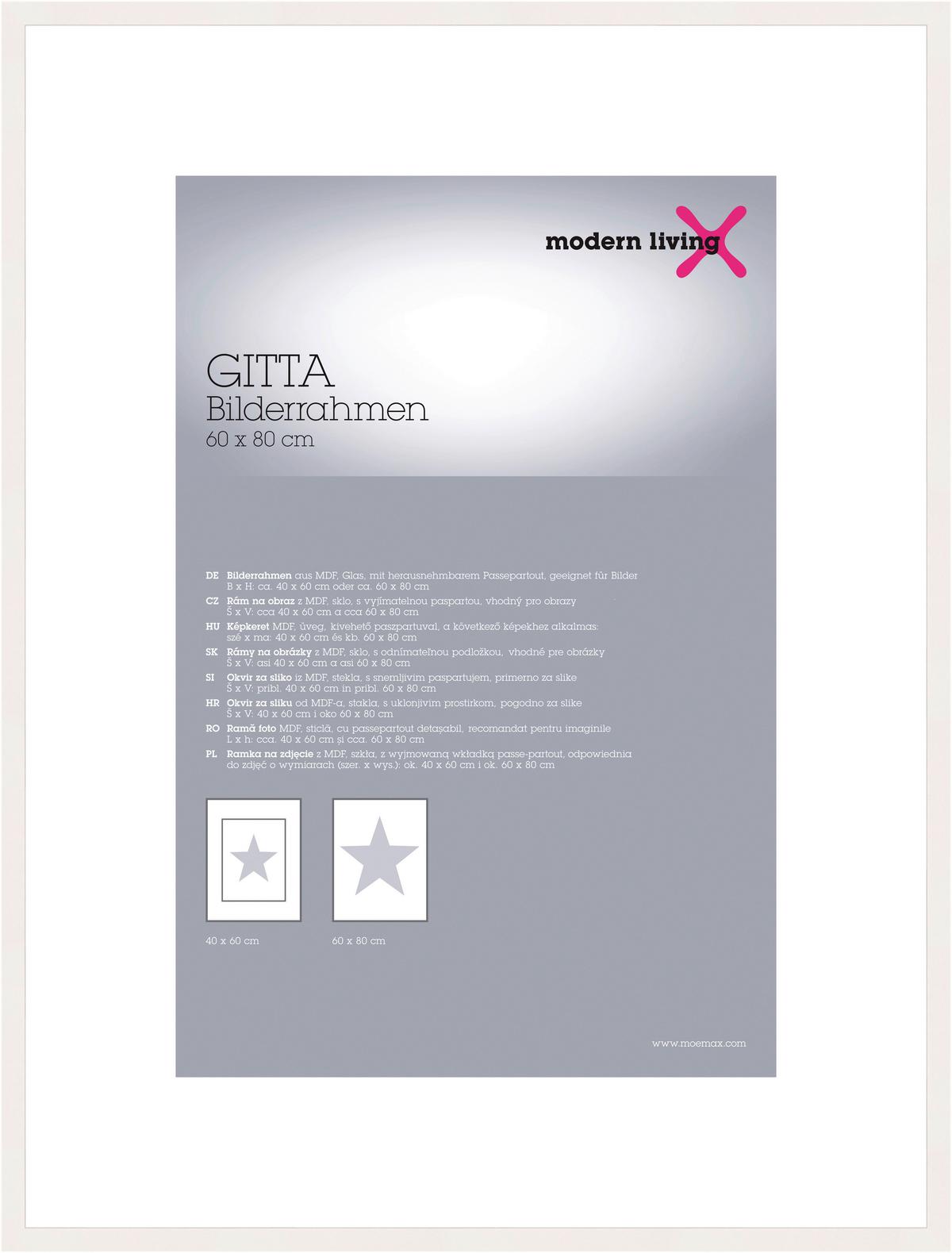 Okvir Za Slike Gitta - bela, Moderno, umetna masa/leseni material (60/80cm) - Modern Living