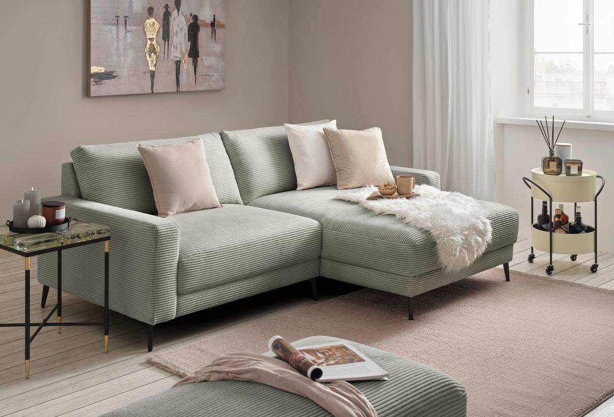 Wohnlandschaft Cora in Grau - Schwarz/Grau, Modern, Holz/Textil (223/86/161cm) - Mömax