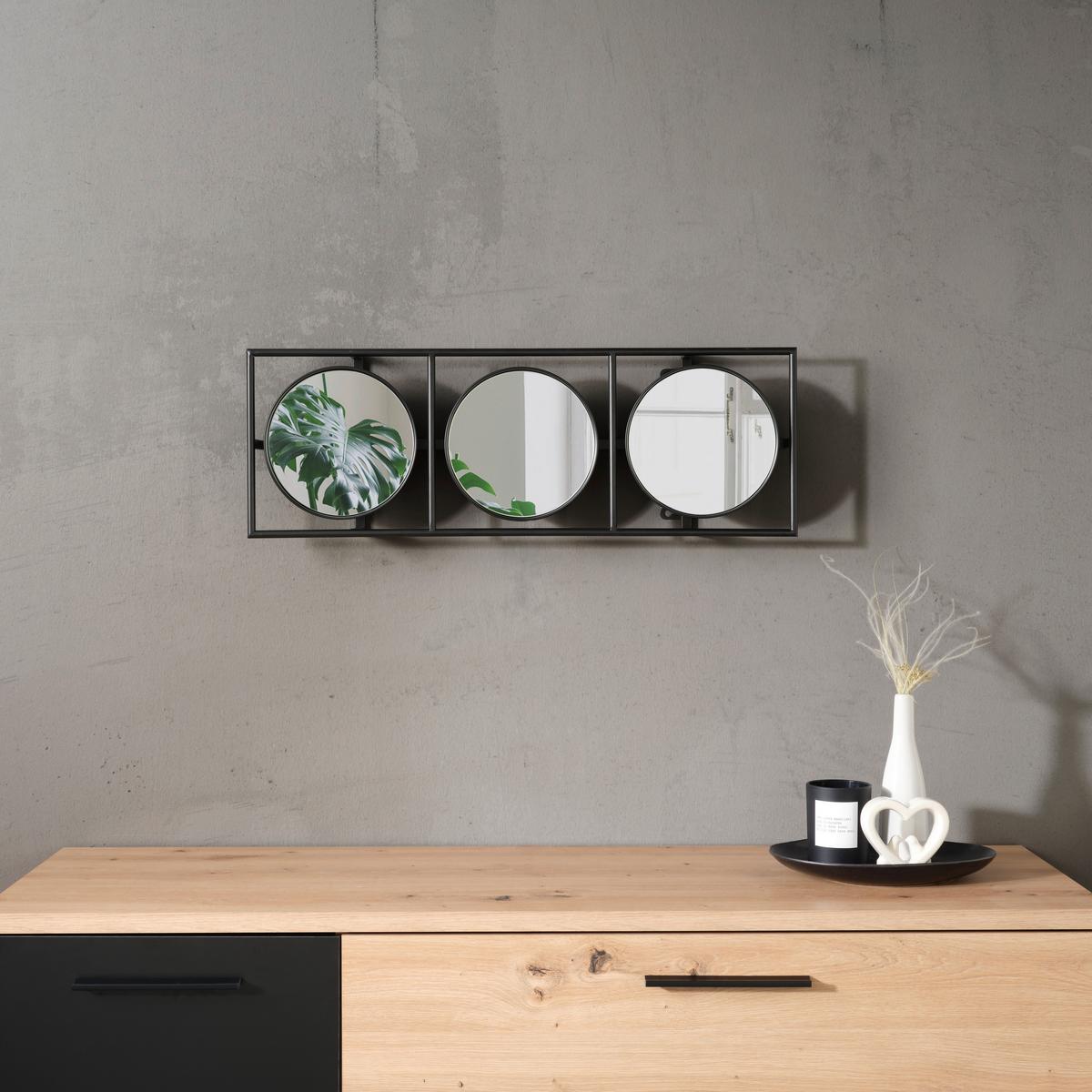 Fali Tükör 3 Részes Maxim - fekete, Konventionell, Üveg/fém (24/70/8cm) - Mömax