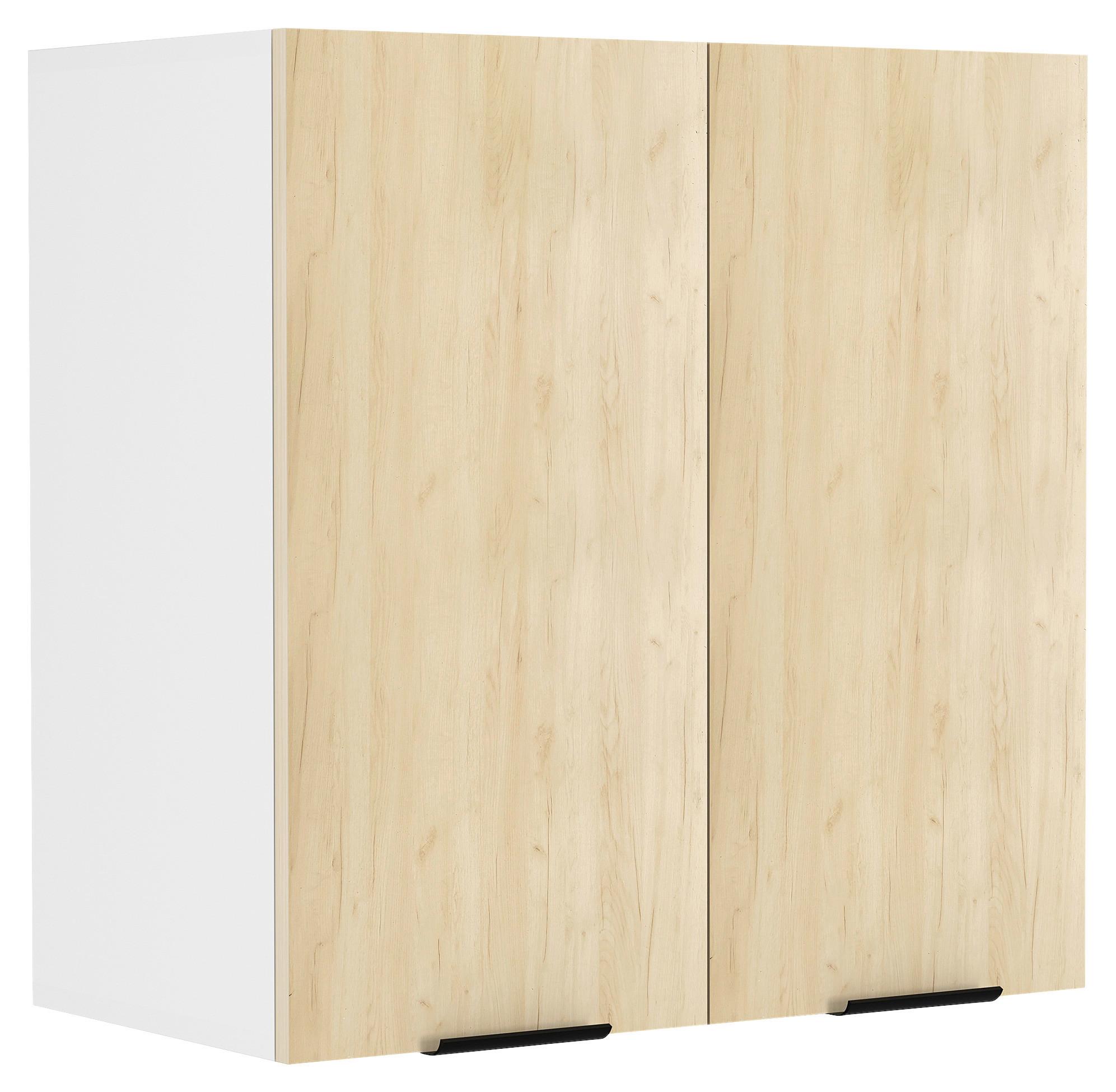 Kuhinjska Zgornja Omarica Fasola, Bela, Hrast, Š 60cm - črna/bela, Trend, umetna masa/leseni material (60/60/31cm) - MID.YOU