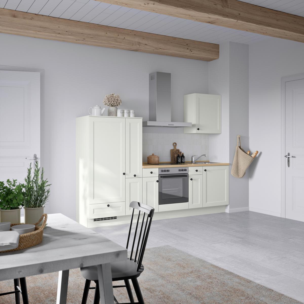 Küchenblock Cascada Low m. Geräten Weiß - Eichefarben/Schwarz, MODERN, Holzwerkstoff/Metall (270cm) - Nobilia