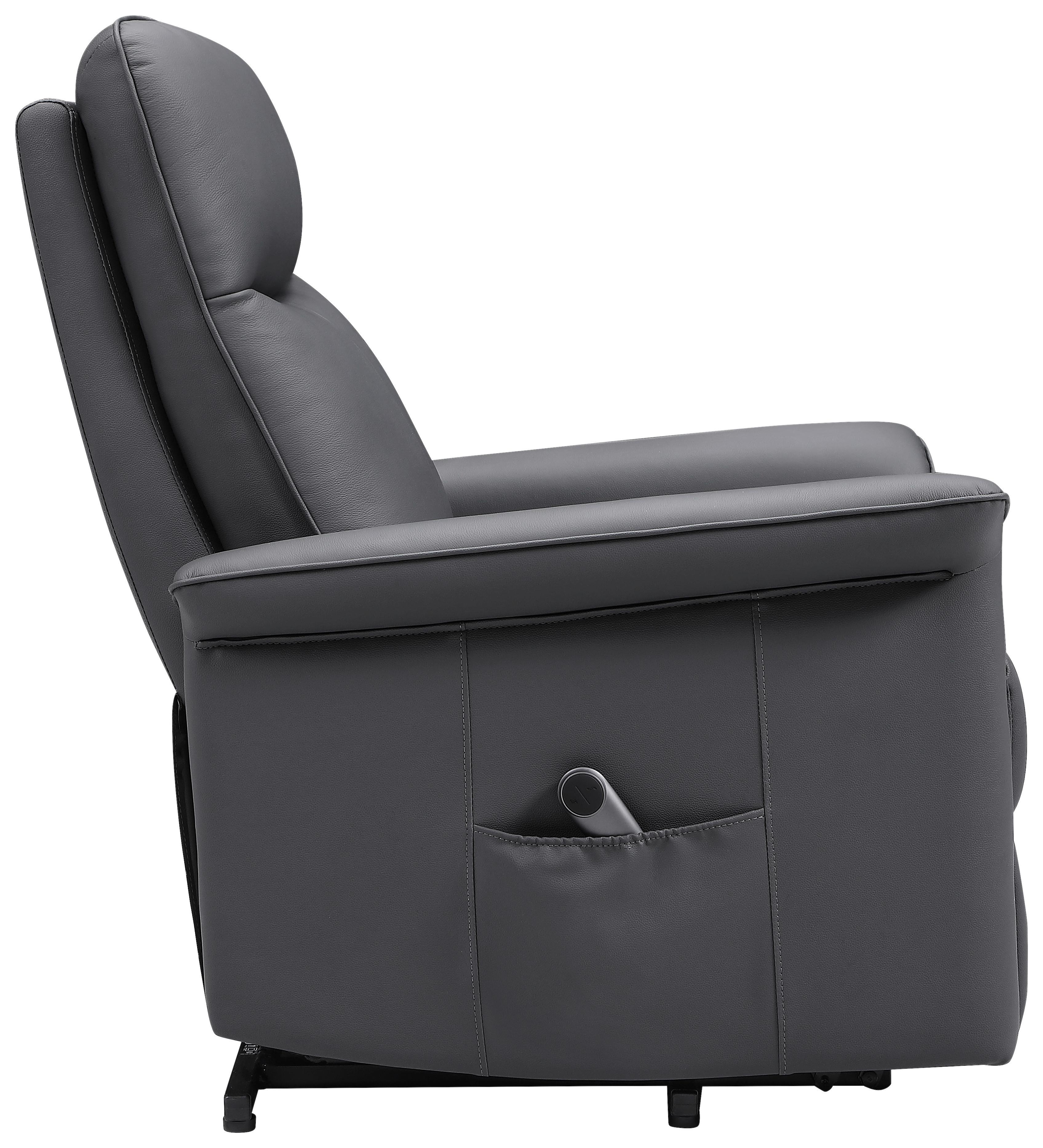 RELAXFÅTÖLJ CARLO - svart/antracit, Klassisk, metall/läder (77/103/84cm) - Mömax