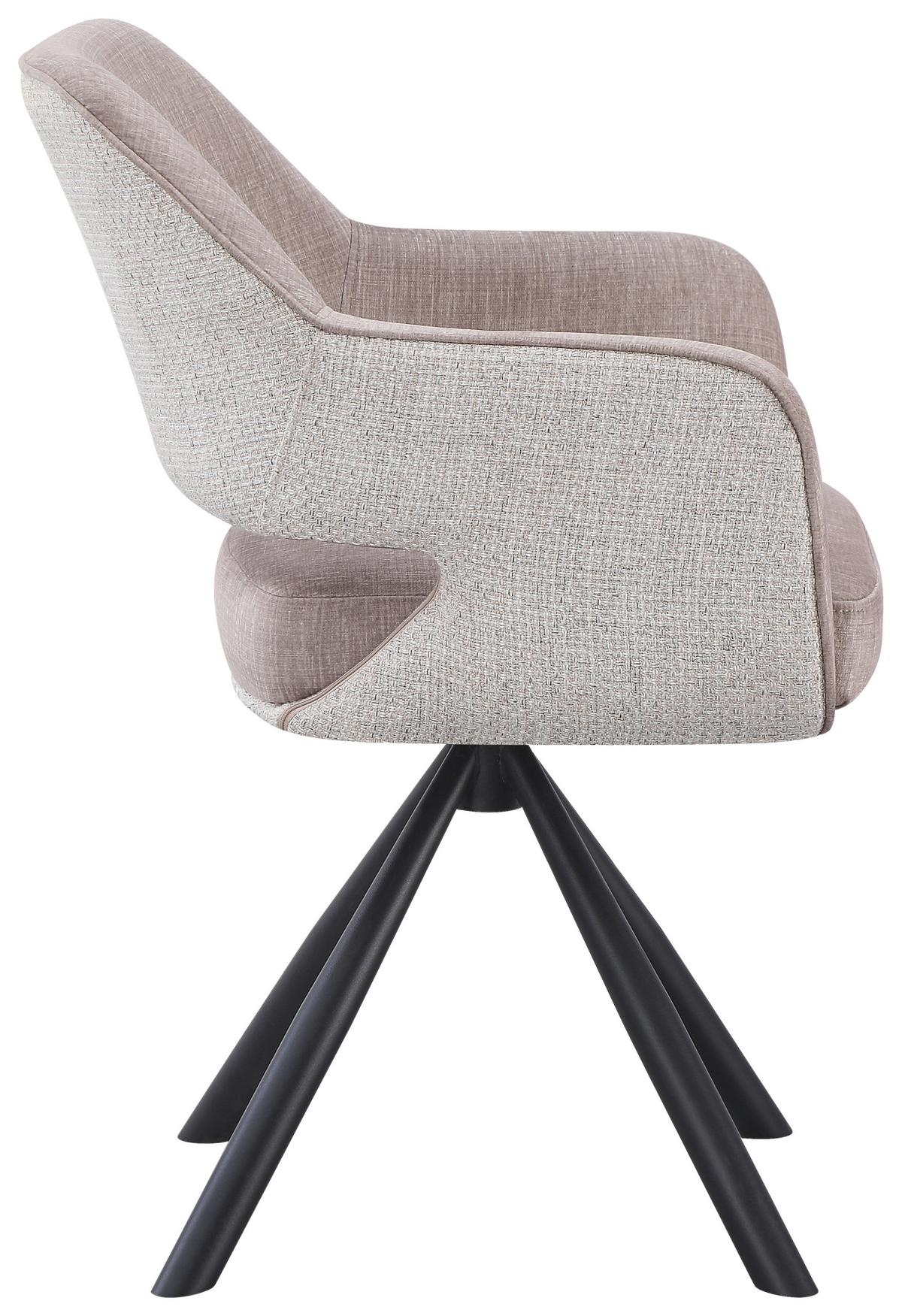 Armlehnstuhl Vanessa Beige - Beige/Schwarz, MODERN, Textil/Metall (61/84.5/60cm) - Mömax
